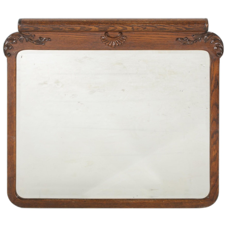 Late Victorian Oak Rectangular Wall Mirror, Late 19th to Early 20th Century