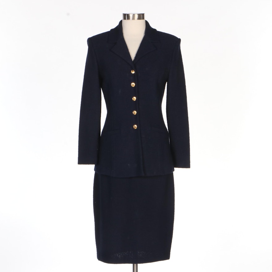 St. John Collection Navy Knit Skirt Suit