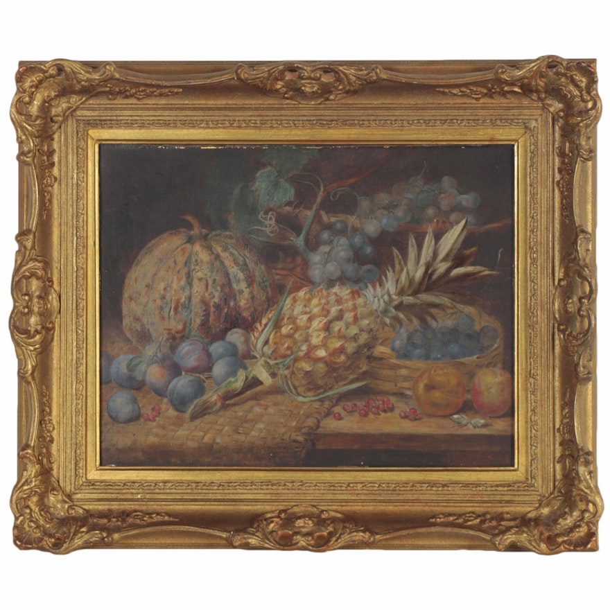 Still Life Oil Painting of Fruit, Late 19th Century