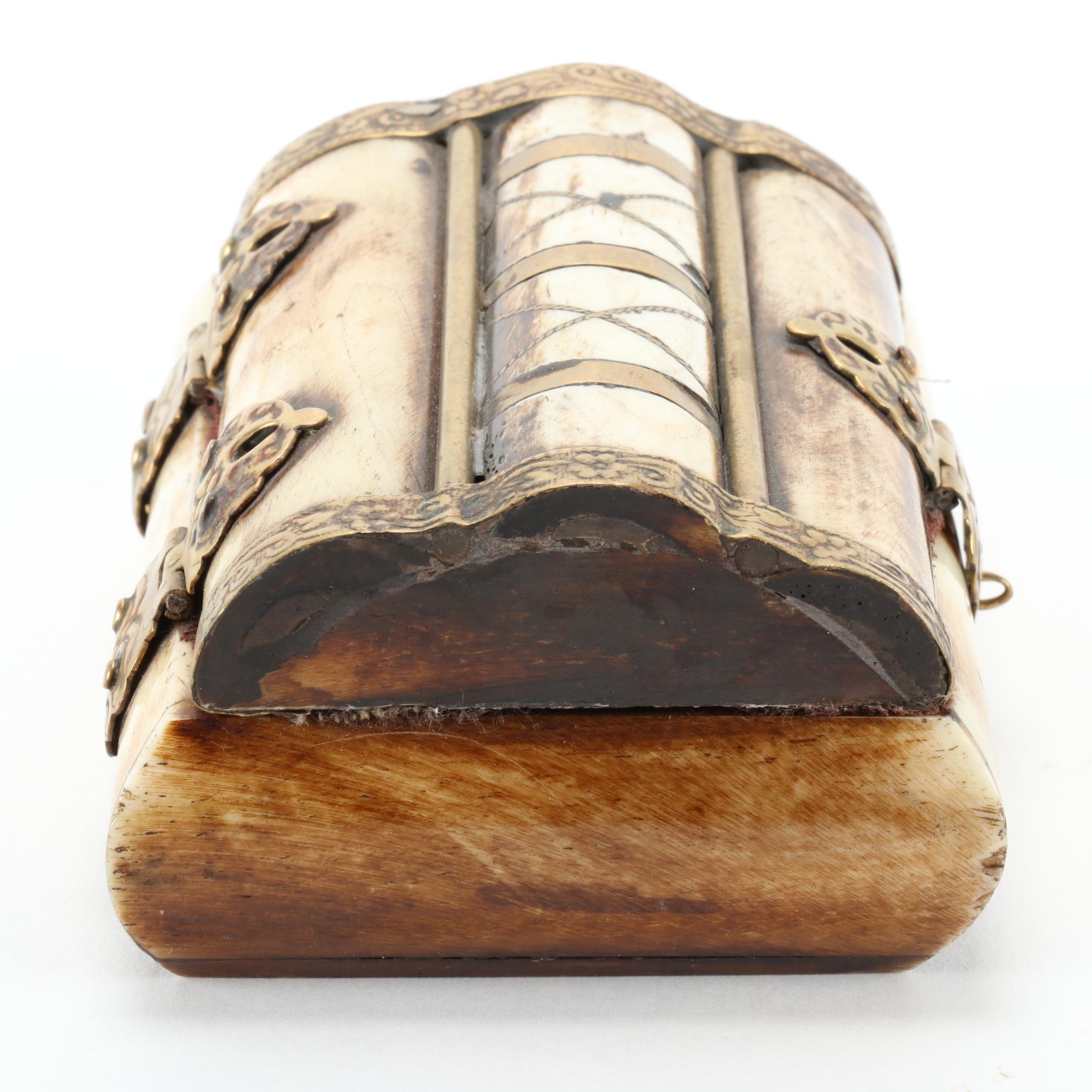 Indian Bone and Brass Trinket Box