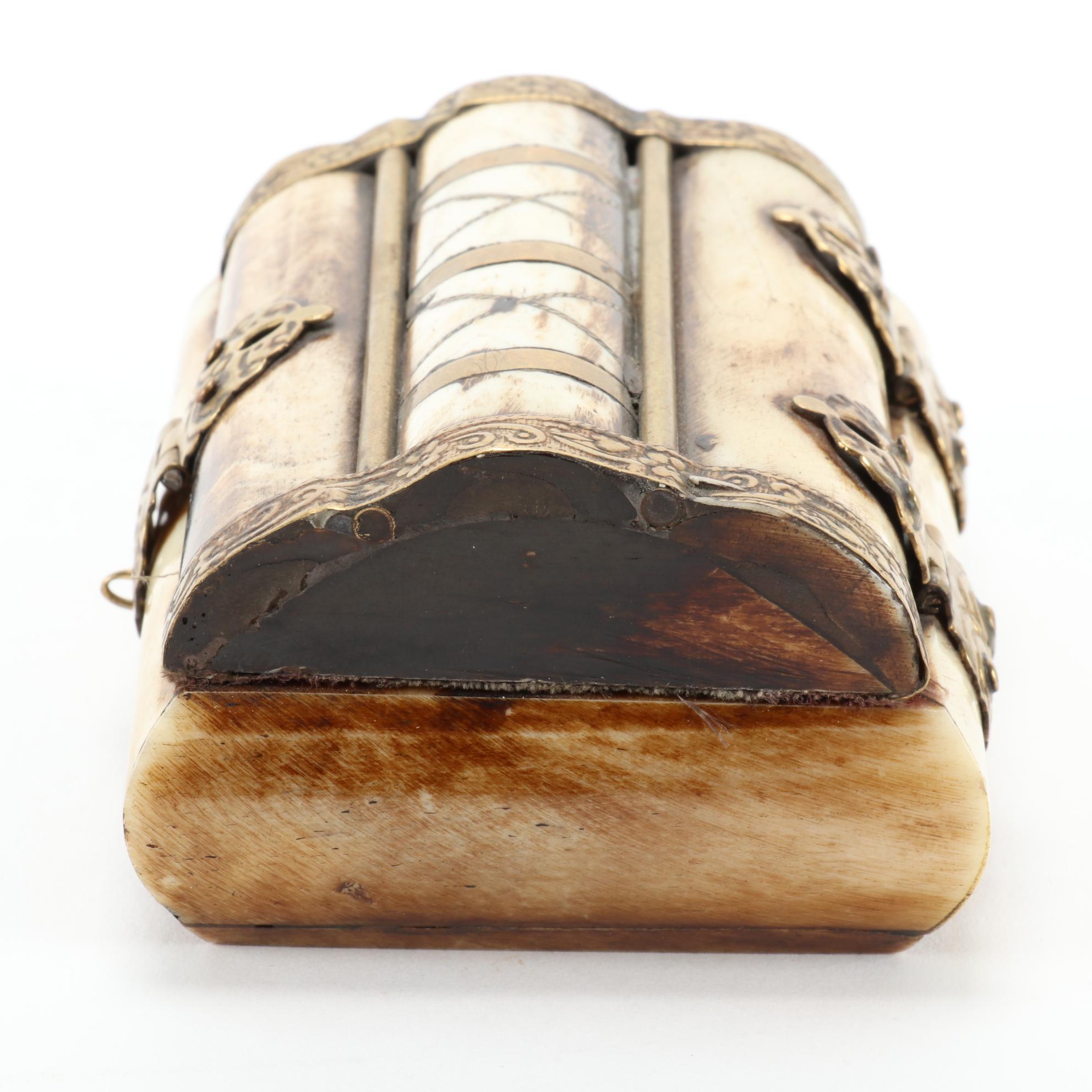 Indian Bone and Brass Trinket Box