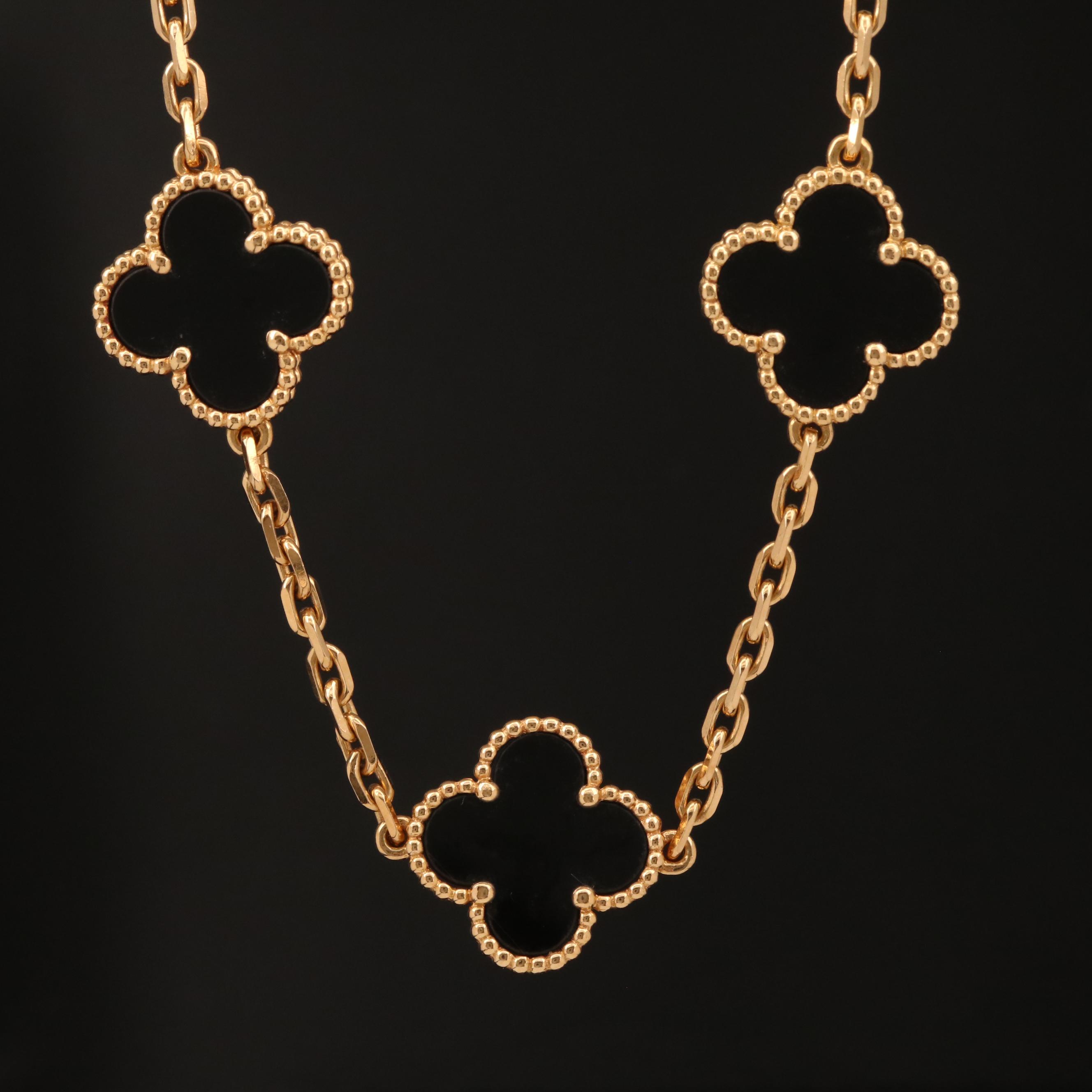 Van Cleef and Arpels "Alhambra" 18K Black Onyx Necklace
