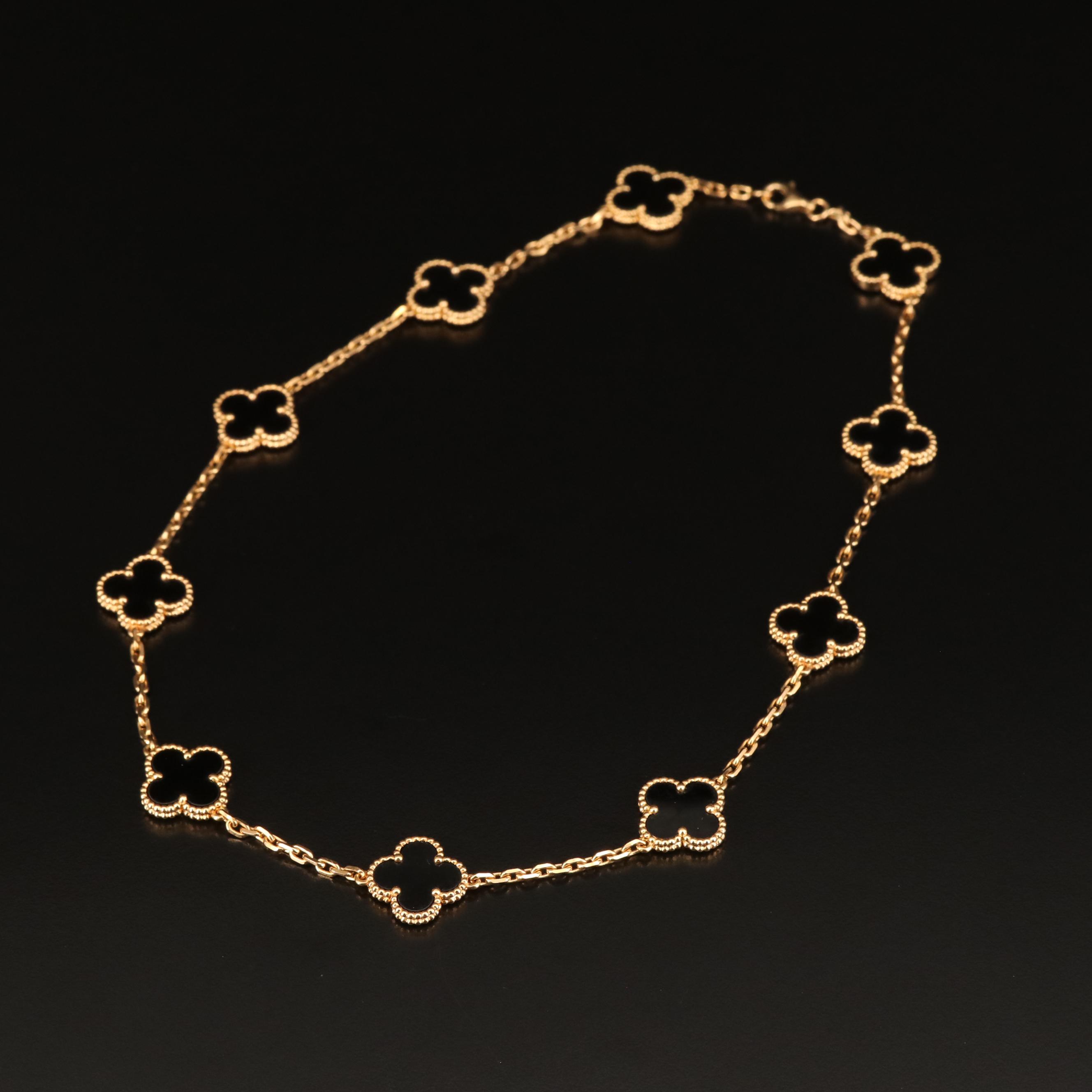Van Cleef and Arpels "Alhambra" 18K Black Onyx Necklace