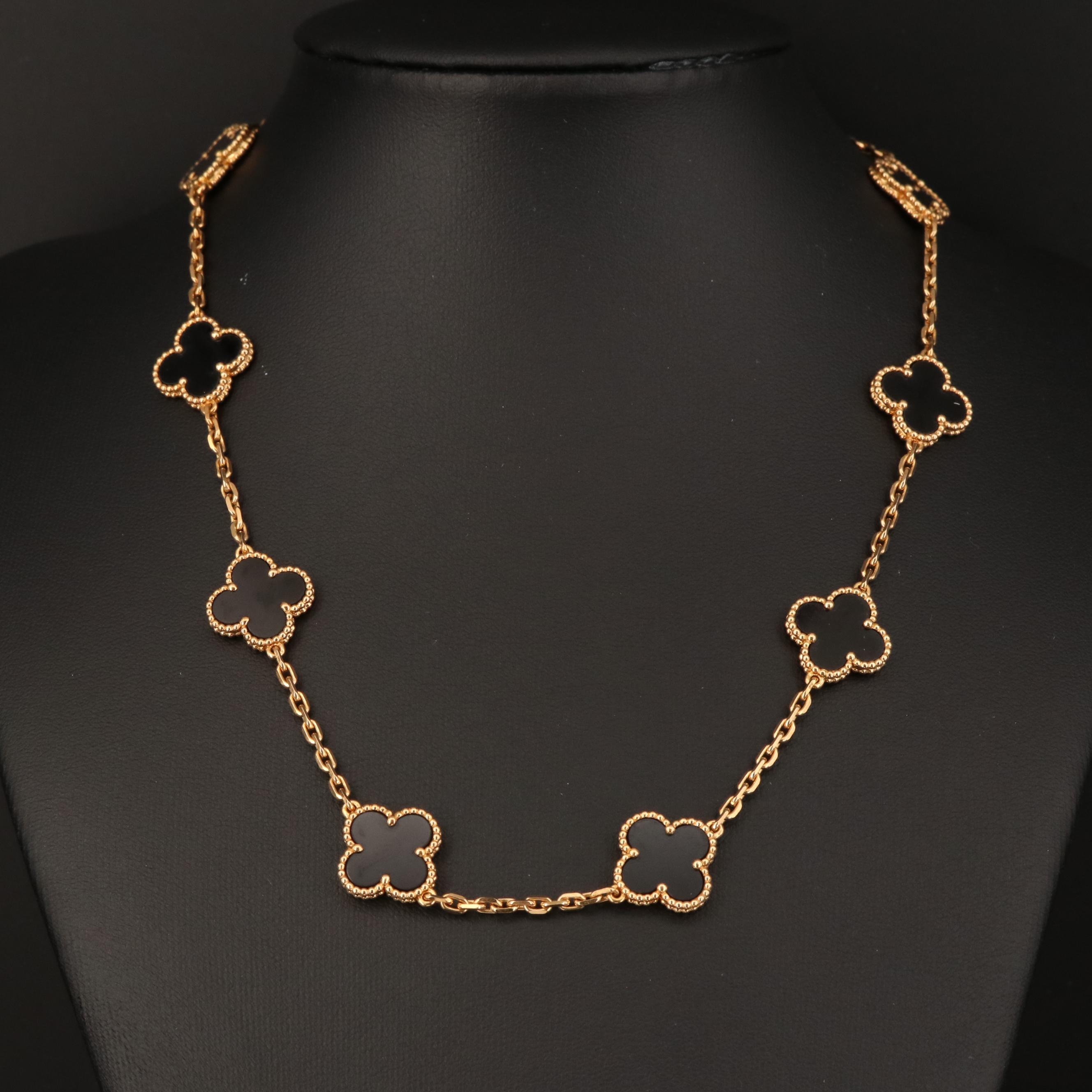 Van Cleef and Arpels "Alhambra" 18K Black Onyx Necklace