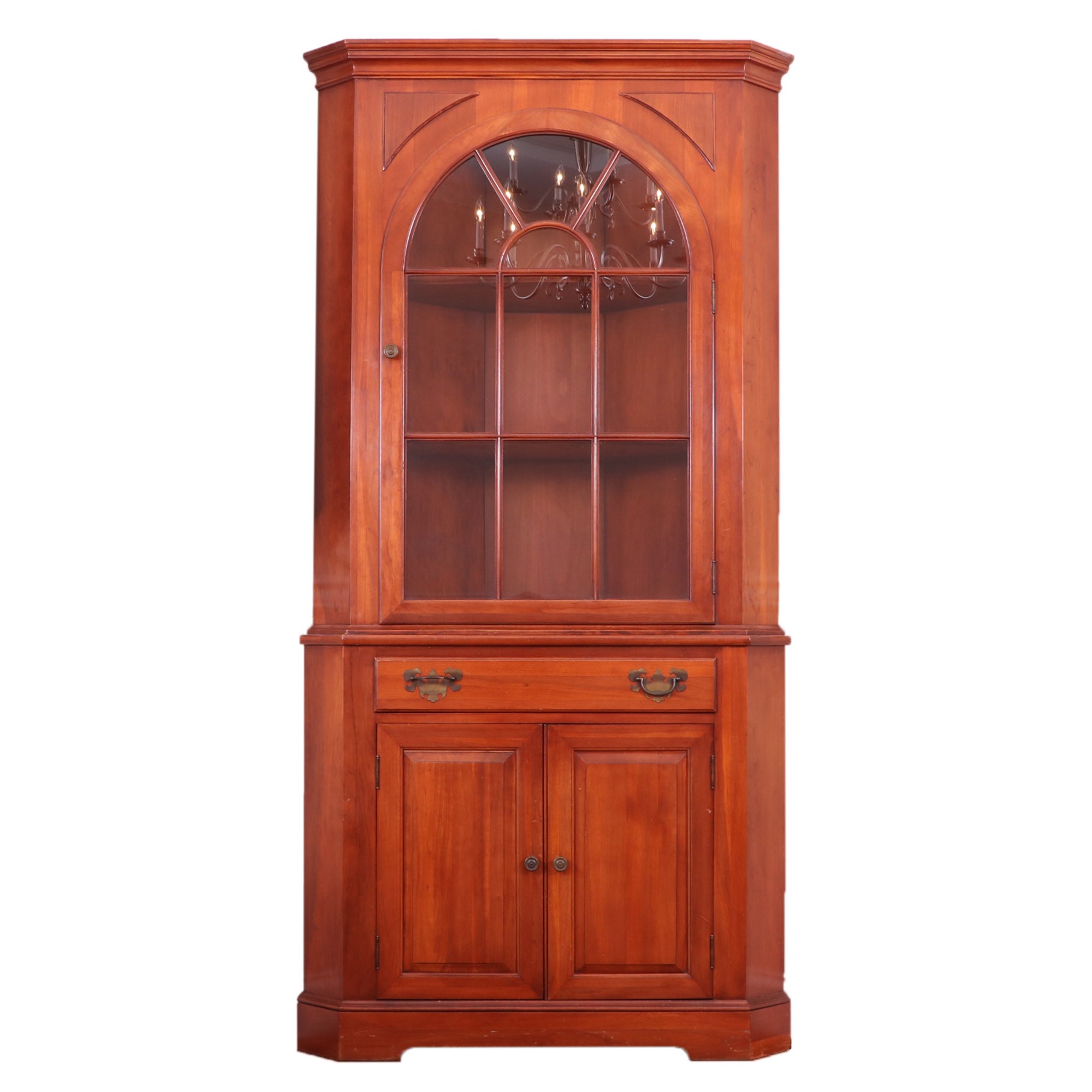 Willett Wildwood Cherry Corner China Cabinet, Mid-20th Century