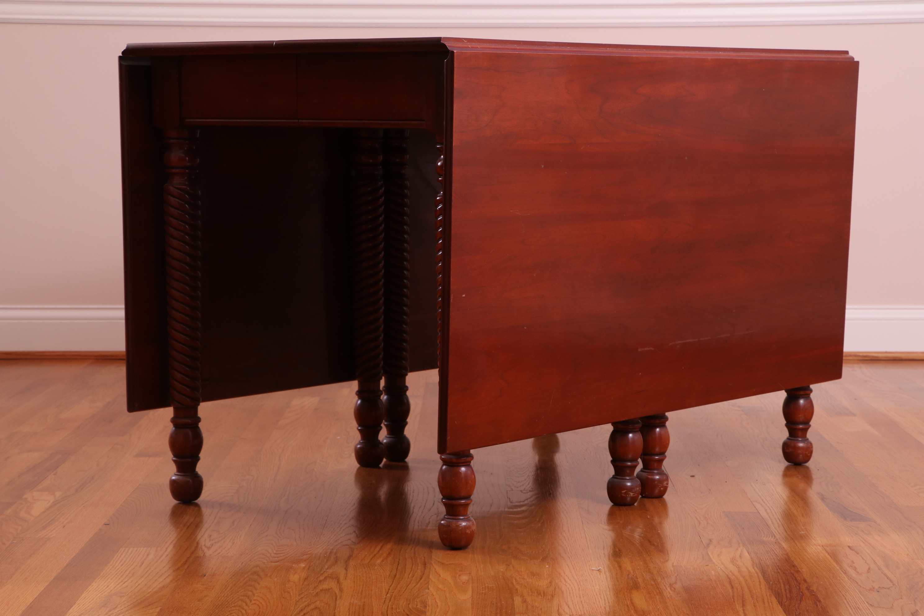 Willett "Wildwood" Cherry Barley Twist Gate-Leg Dining Table with Chairs