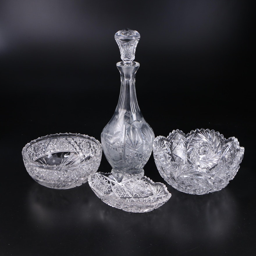 American Brilliant Cut Glass Table Accessories, Early 20th Century
