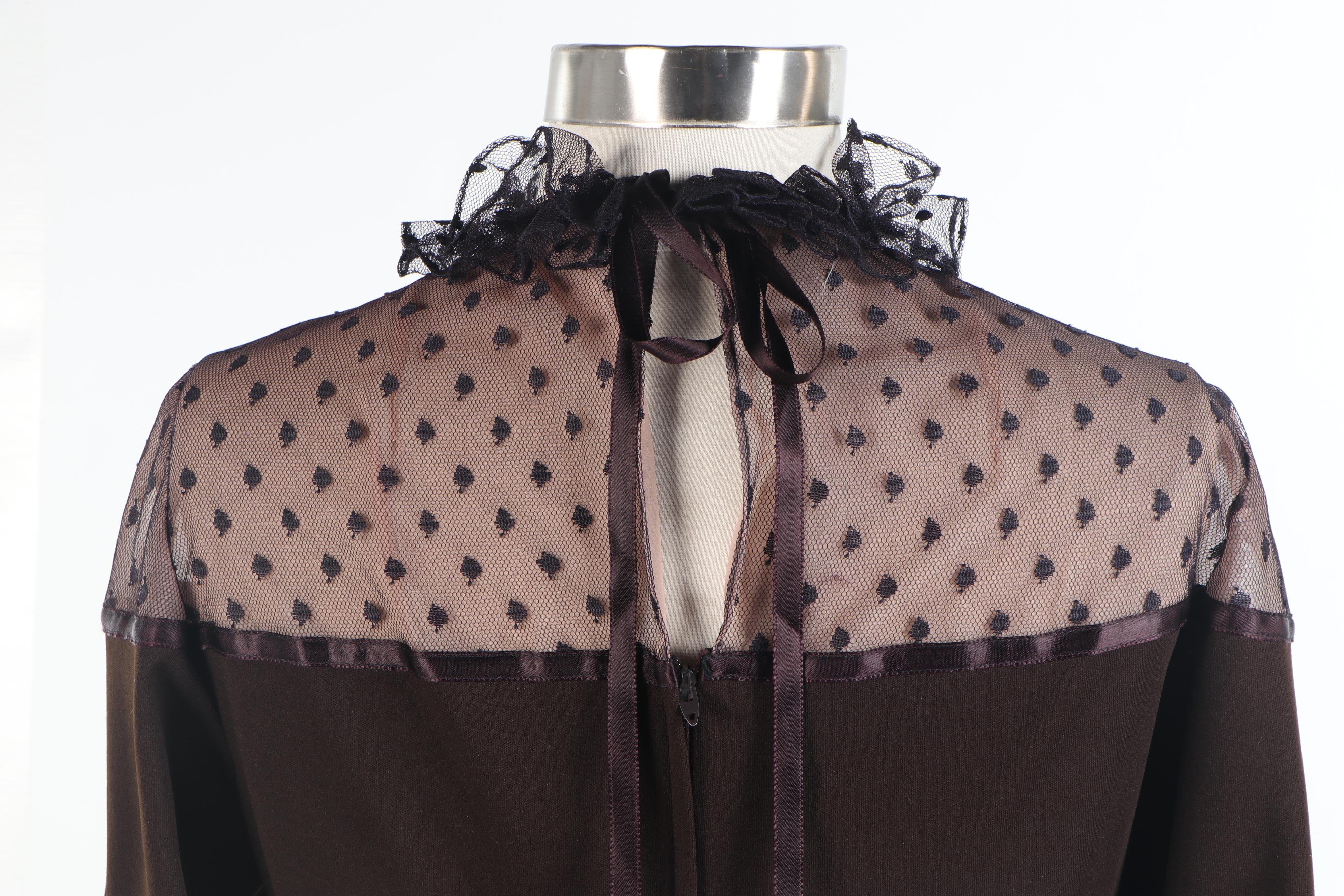 Joan Leslie by Kasper Swiss Dotted Yoke Maxi Dress, 1970s