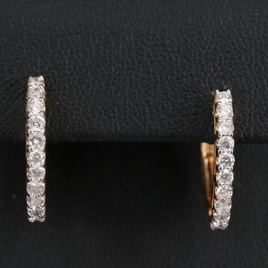 Sonia B. 14K Diamond Hoop Earrings