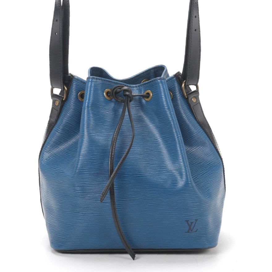 Louis Vuitton Petit Noé in Blue/Black Epi and Smooth Leather