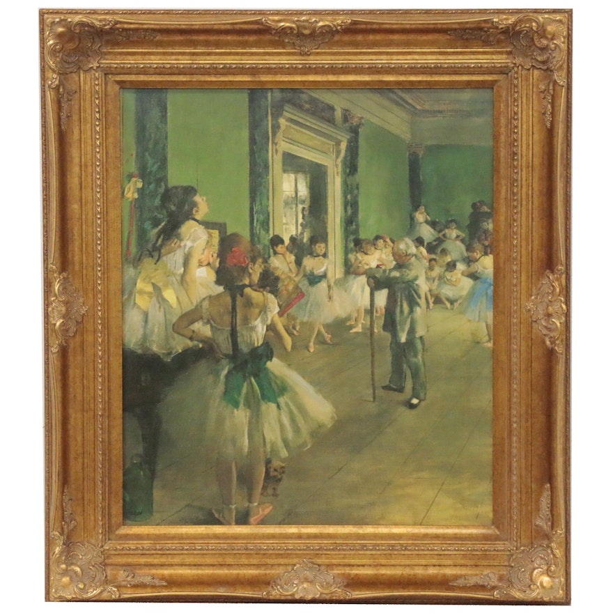 Embellished Offset Lithograph after Edgar Degas "The Dance Lesson," 1999