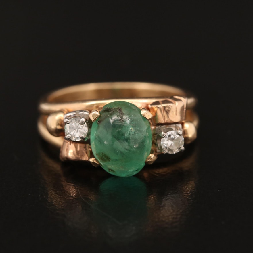 14K Emerald and Diamond Ring