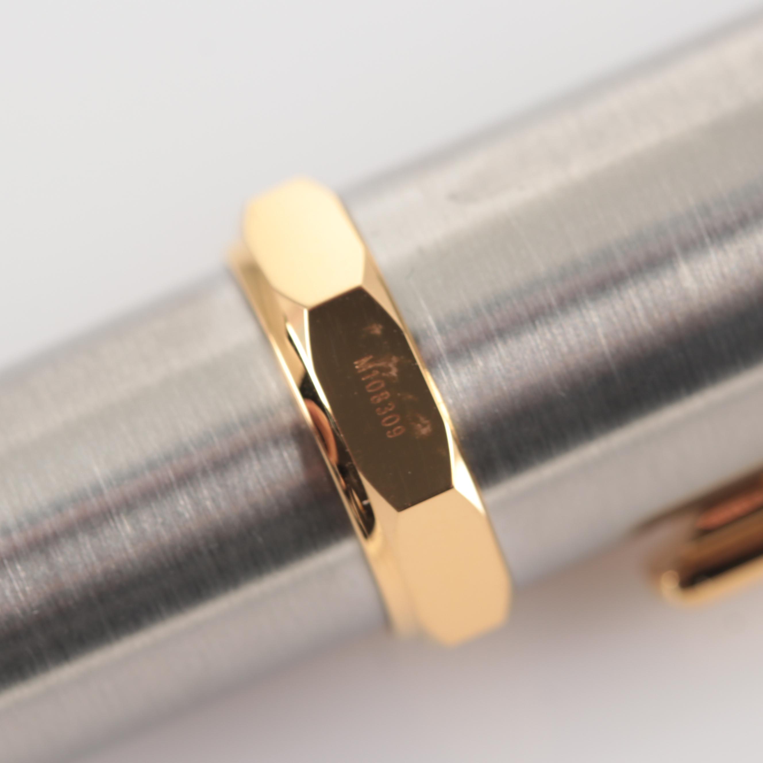 Cartier "Santos-Dumont" Brushed Metal Ballpoint Pen in Original Case
