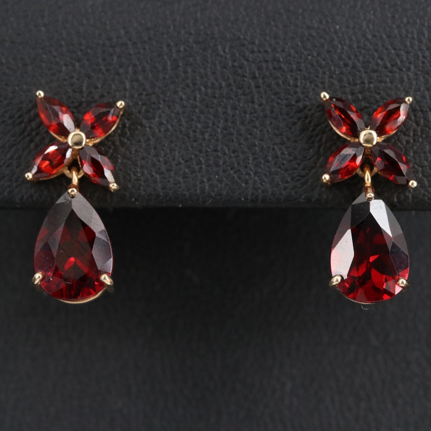 14K Garnet Teardrop Earrings