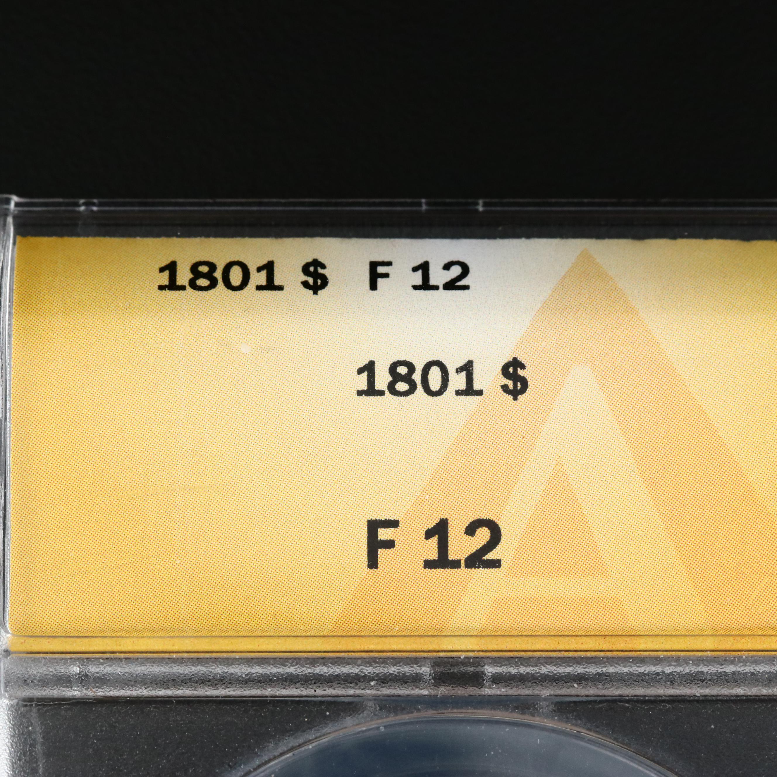 ANACS Graded F12 1801 Draped Bust Silver Dollar