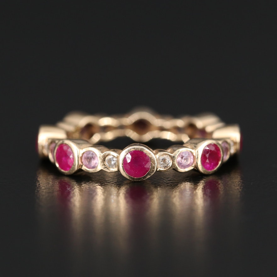 14K Ruby, Sapphire and Diamond Eternity Band