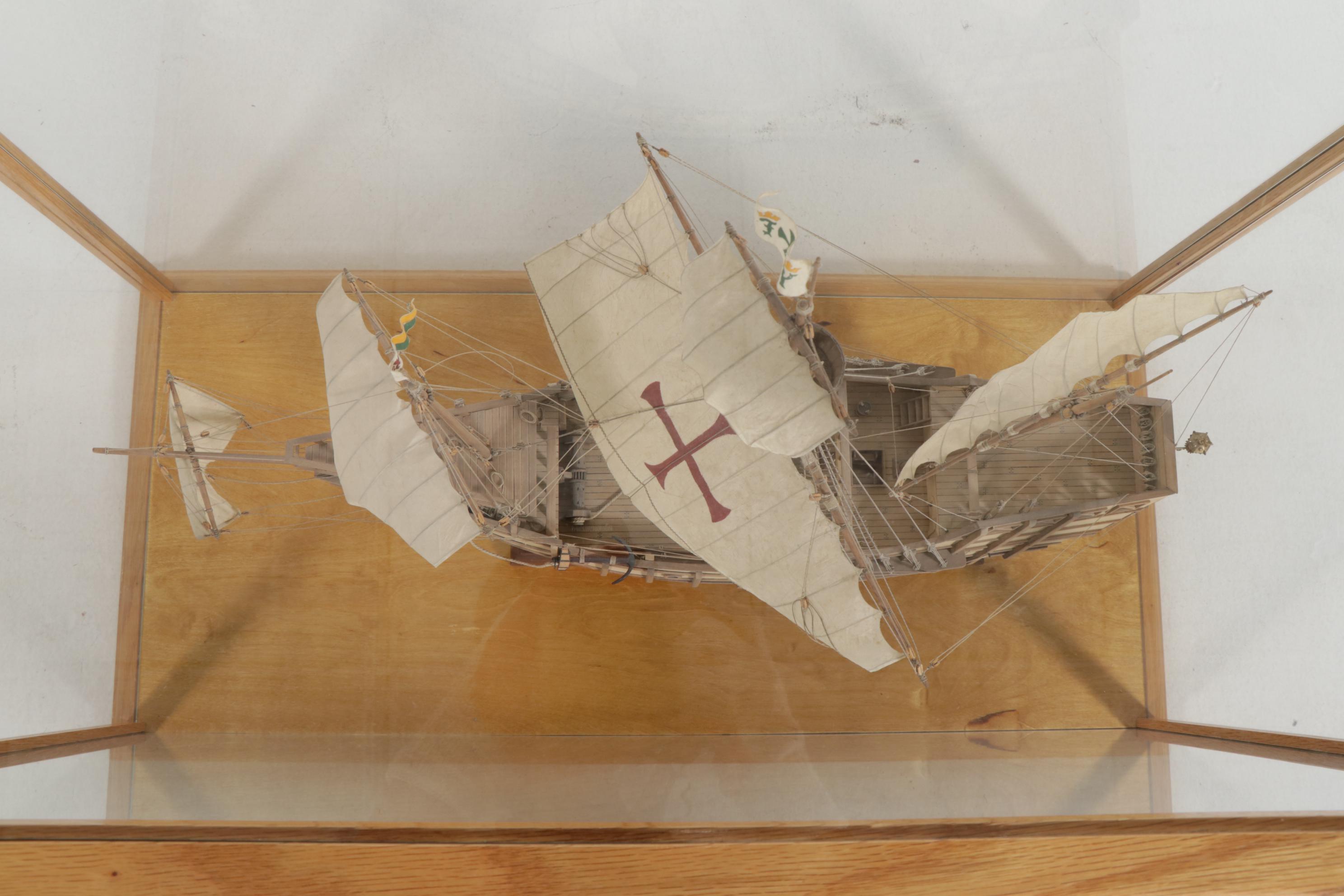 Mantua "Santa Maria 1492" Ship Model in Custom Made Glass Display Case