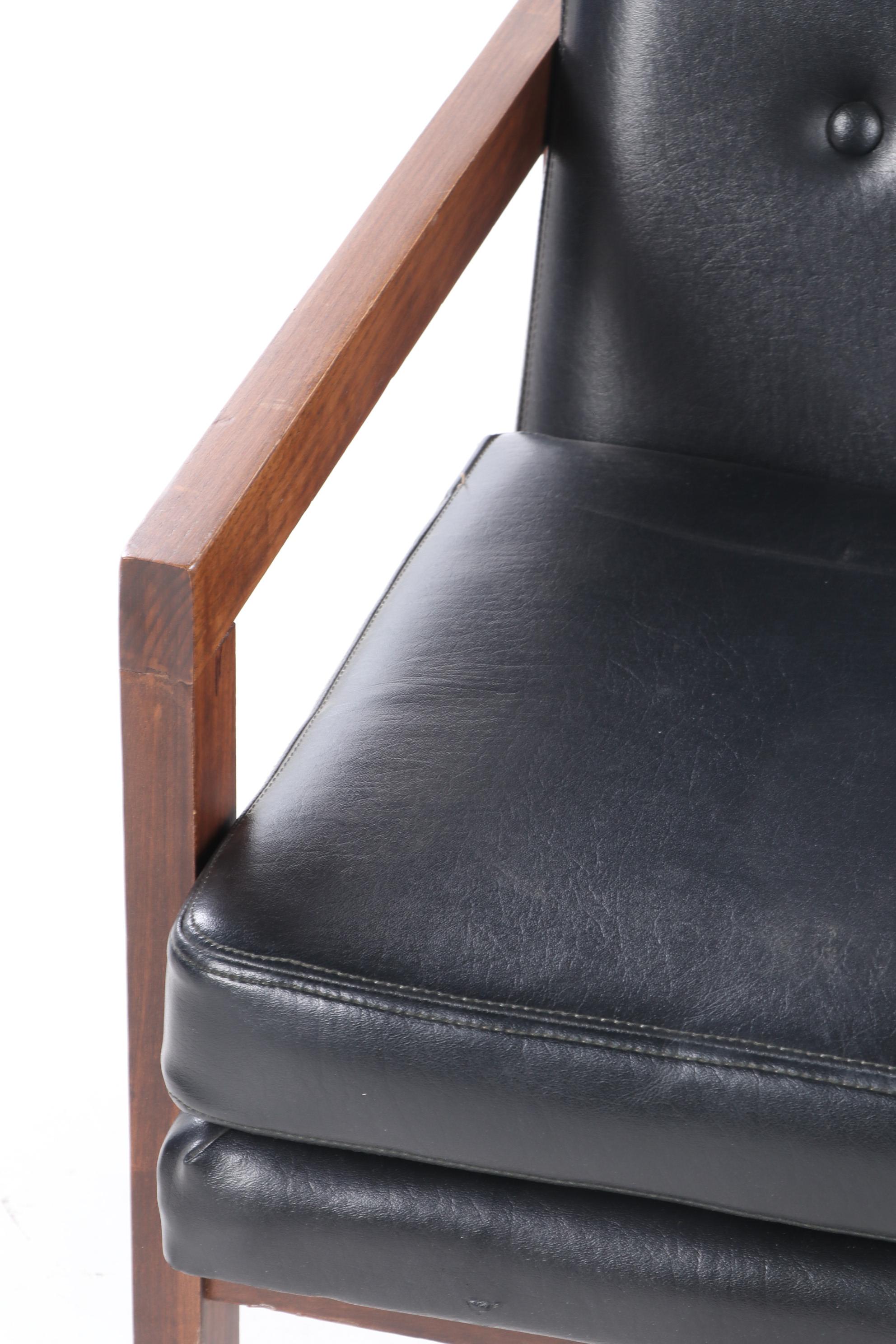 Murphy-Miller Inc. Mid Century Modern Walnut-Stained and Black Vinyl Loveseat