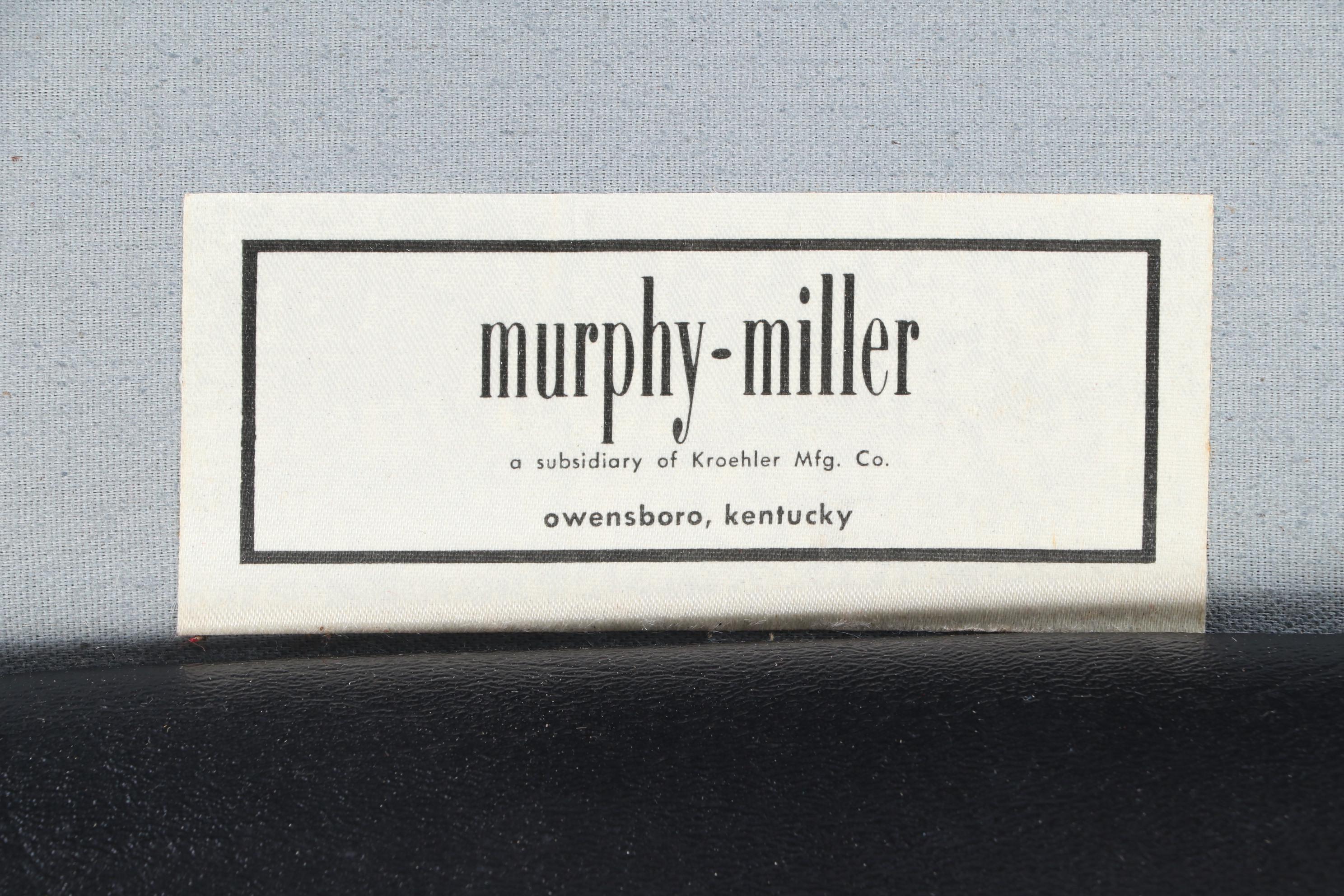 Murphy-Miller Inc. Mid Century Modern Walnut-Stained and Black Vinyl Loveseat