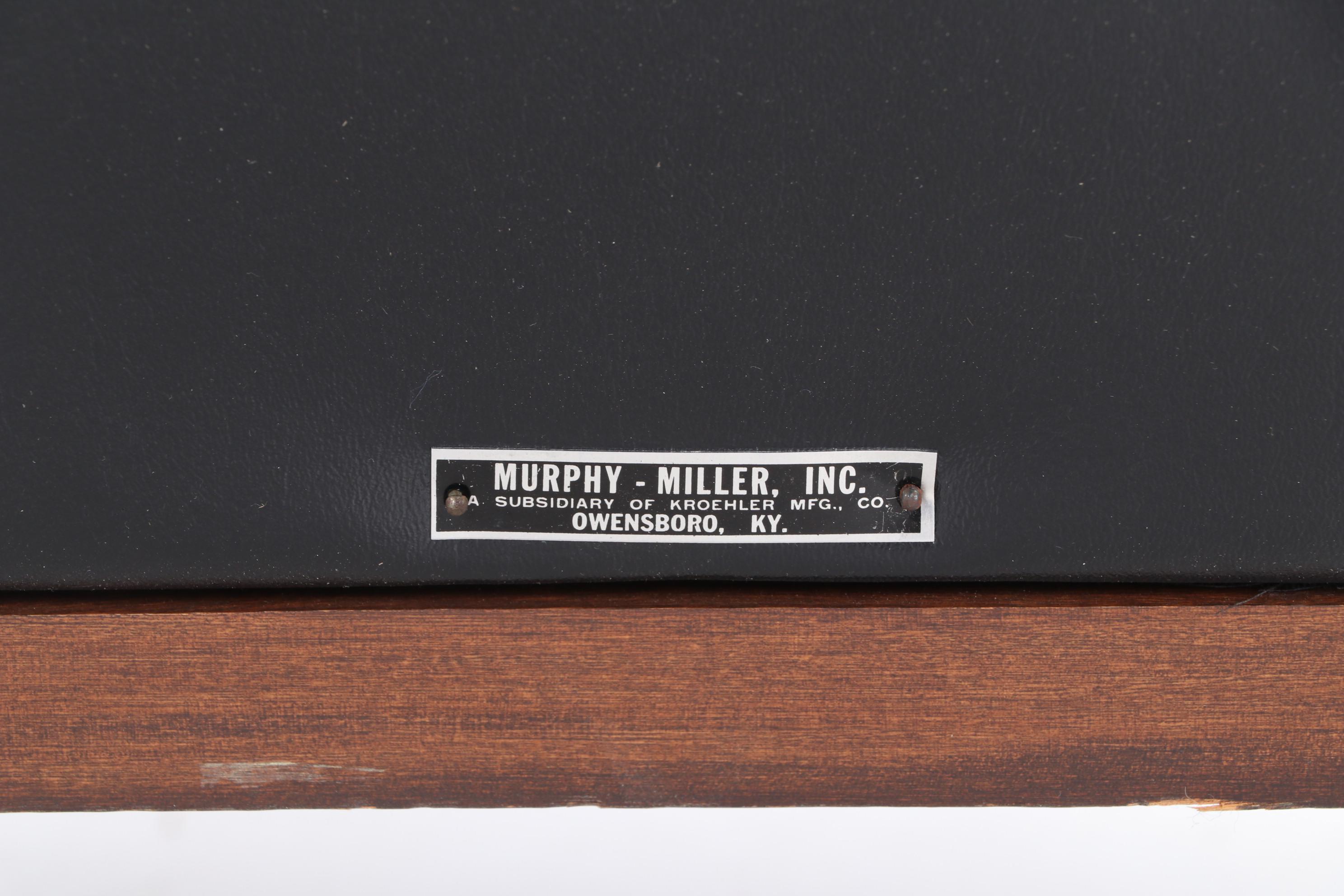 Murphy-Miller Inc. Mid Century Modern Walnut-Stained and Black Vinyl Loveseat