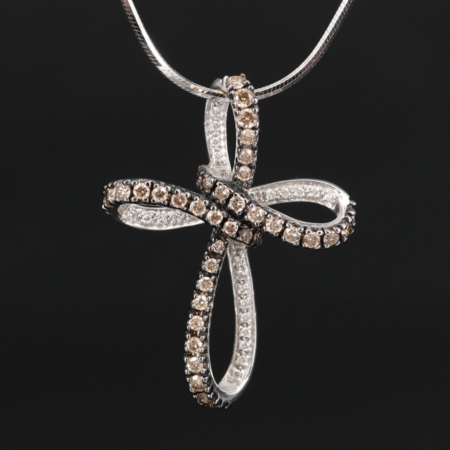 Le Vian 14K 1.26 CTW Diamond Loop Cross Pendant Necklace