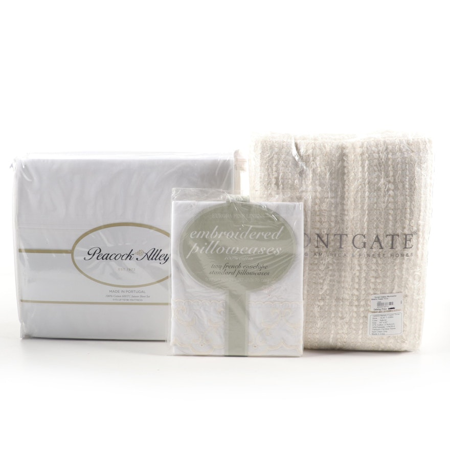 Frontgate Metallic Frayed Throw, Peacock Alley Cotton Sateen Sheet Set, and More
