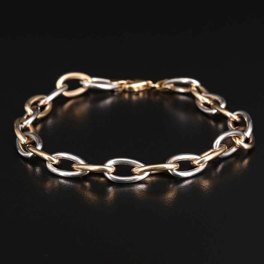 14K Two-Tone Cable Chain Bracelet