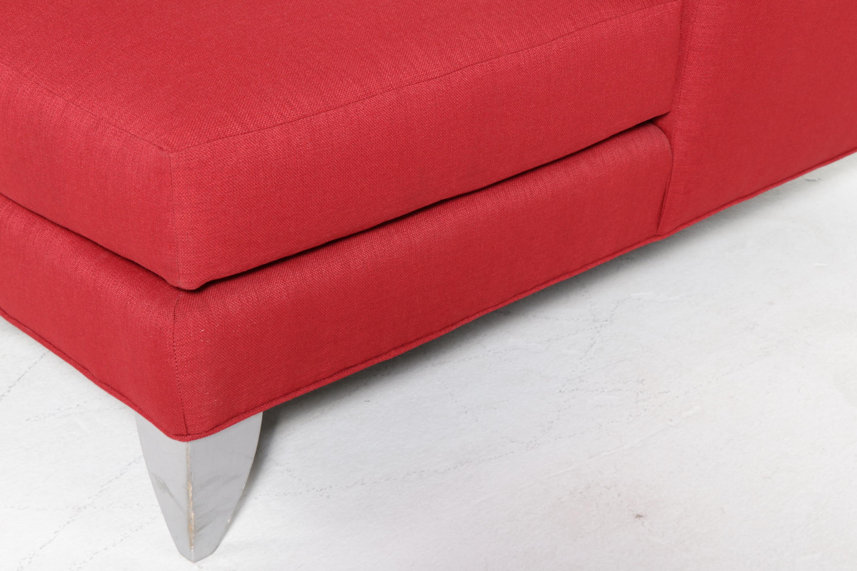 Modern Red Upholstered Chaise