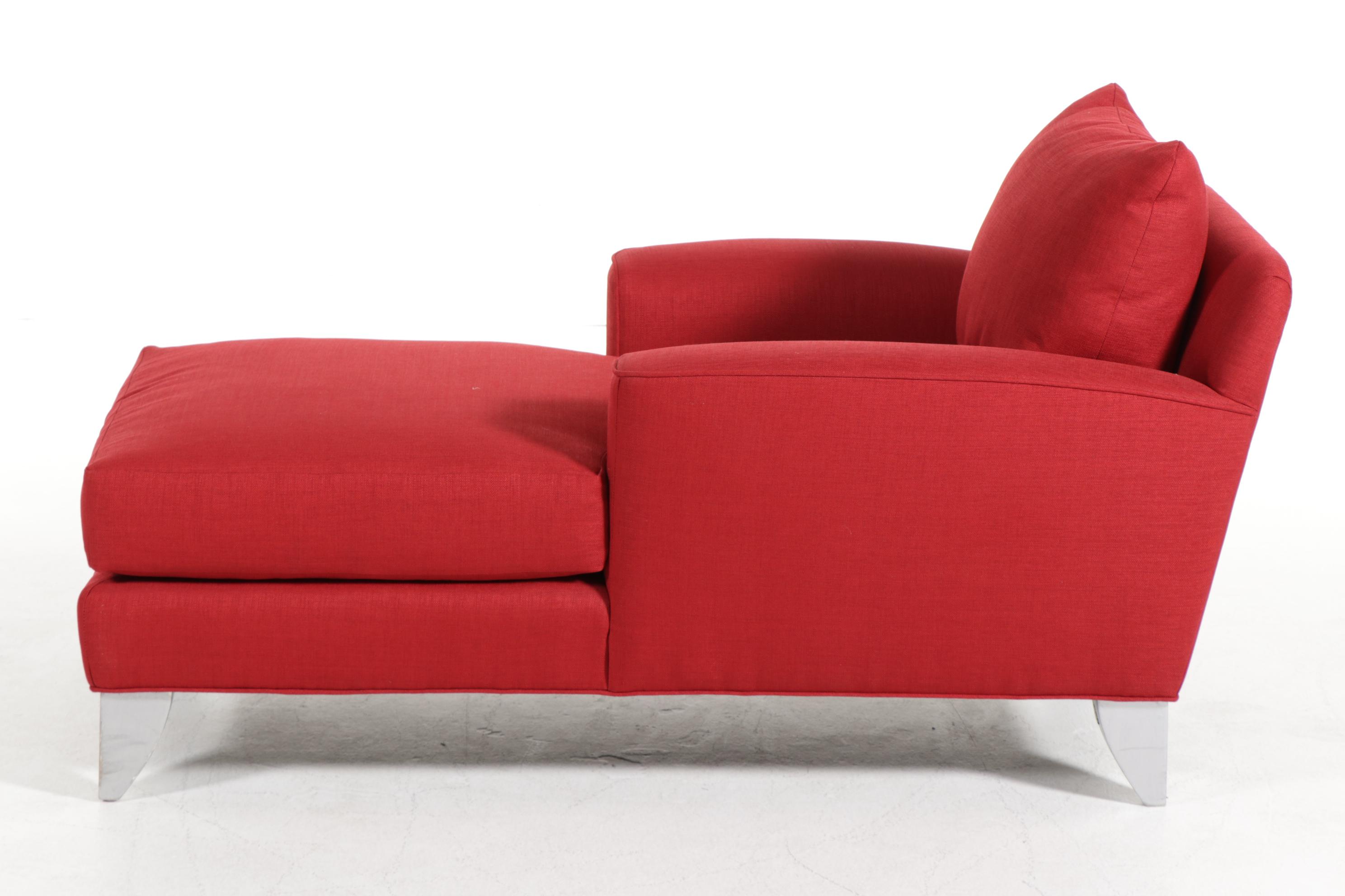 Modern Red Upholstered Chaise