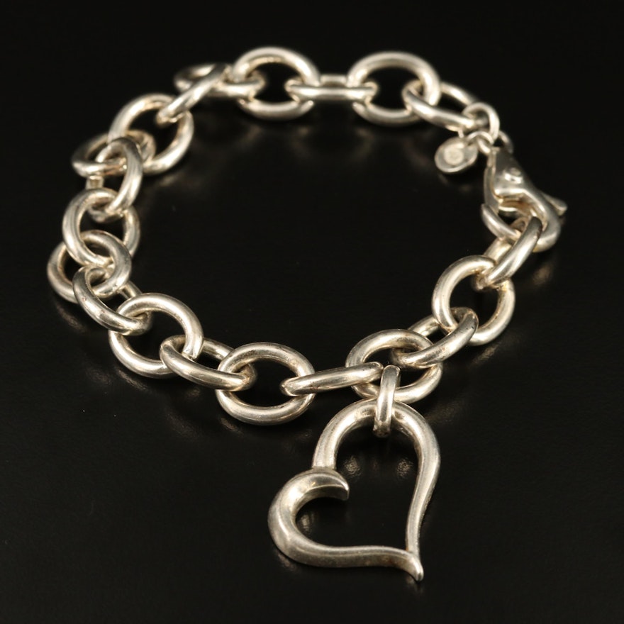Metalsmiths Sterling Cable Chain Bracelet with Heart Charm