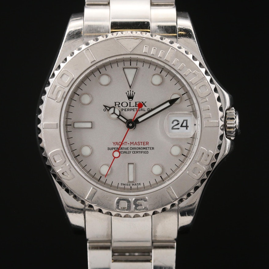 2000 Rolex Yacht-Master Midsize Platinum and Stainless Steel Wristwatch