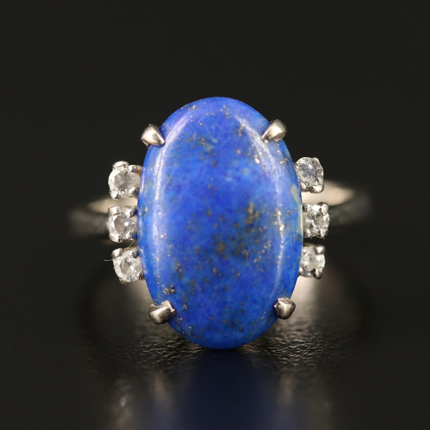 14K Lapis Lazuli and Diamond Oval Ring