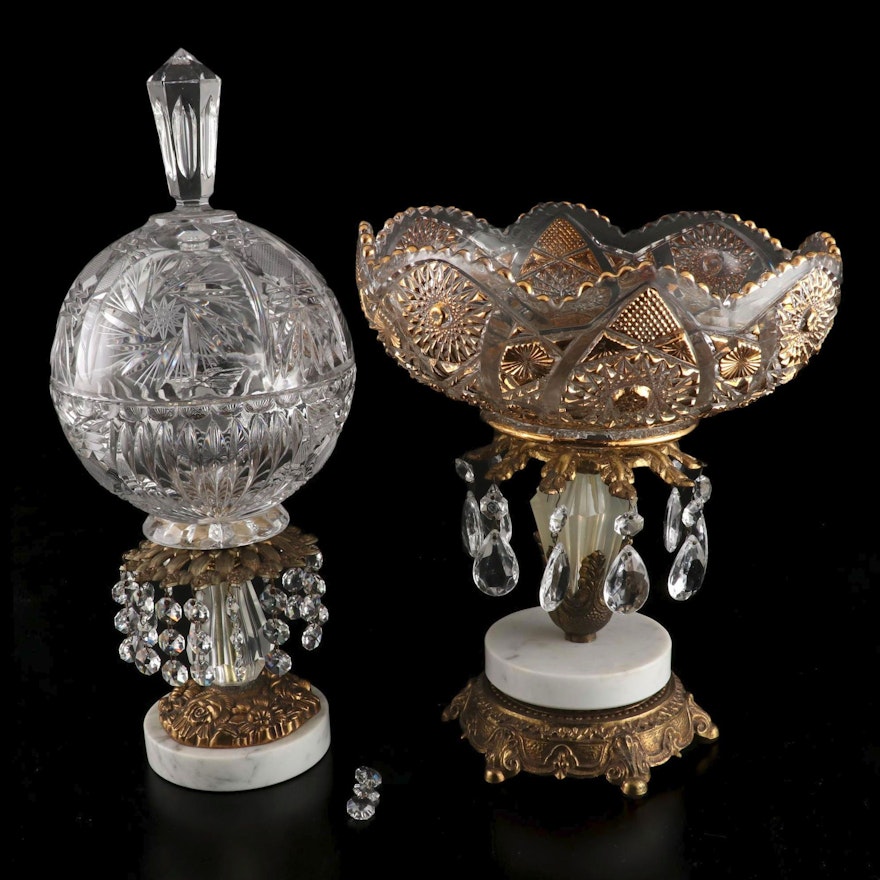 Hollywood Regency Style Lidded Dish and Centerpiece, Mid-20th Century