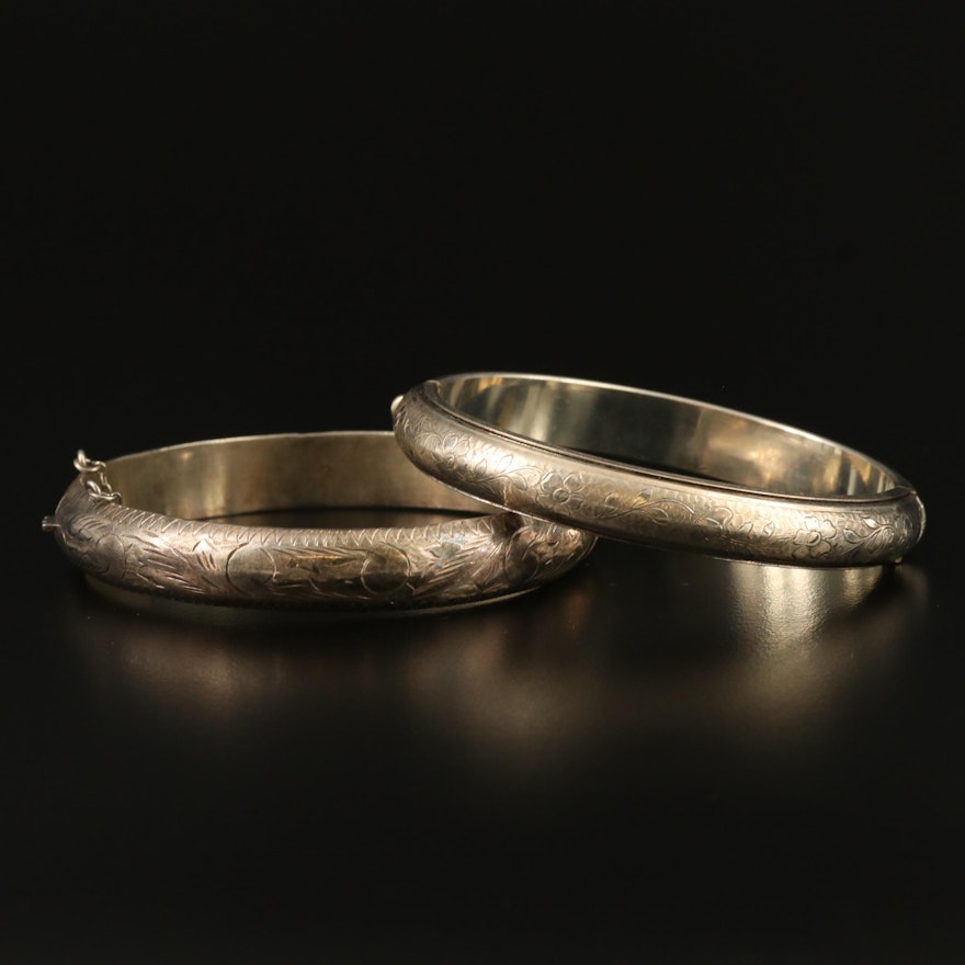 Sterling Floral Engraved Bangles