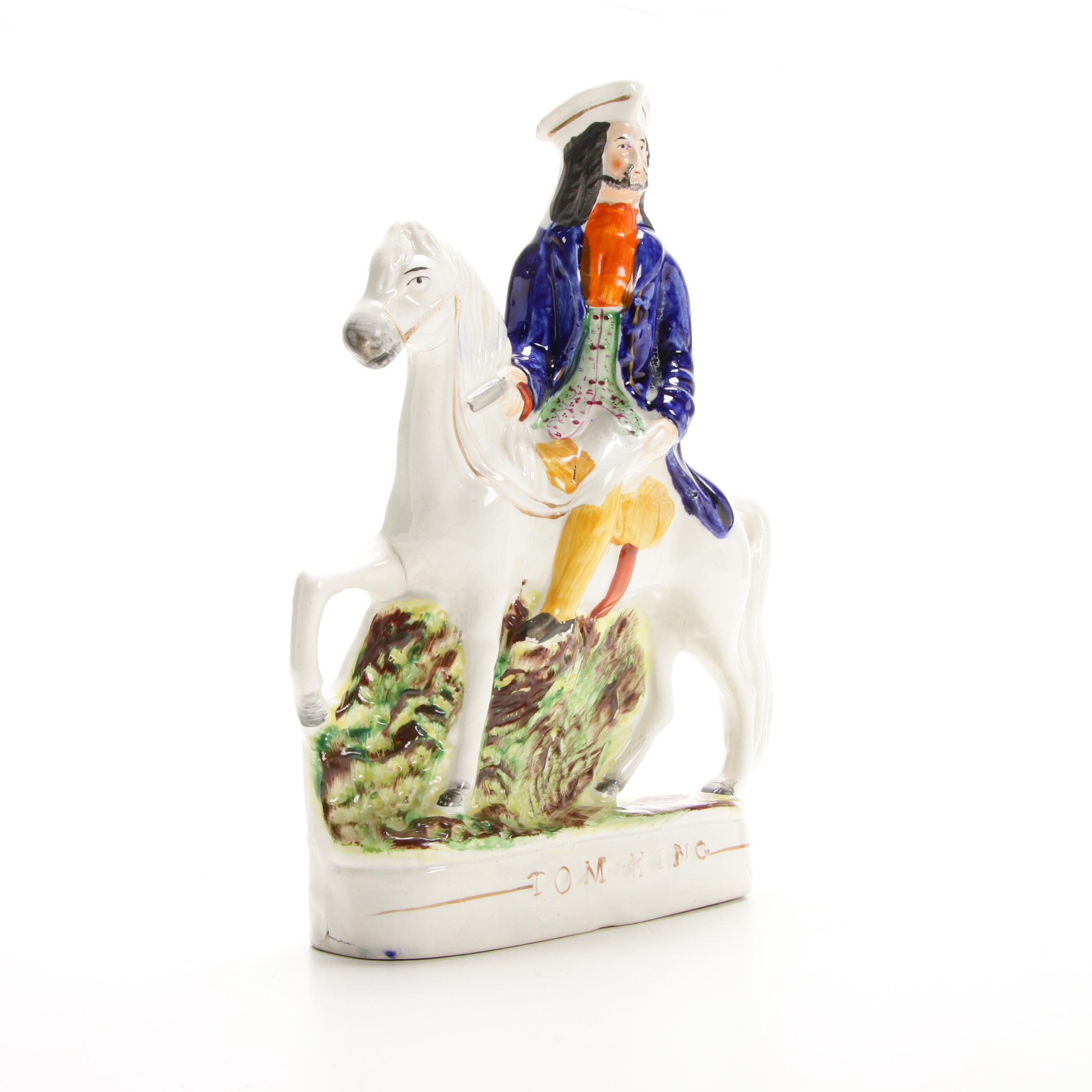 Staffordshire Porcelain Dick Turpin and Tom King Figurines, Mid 19th Century