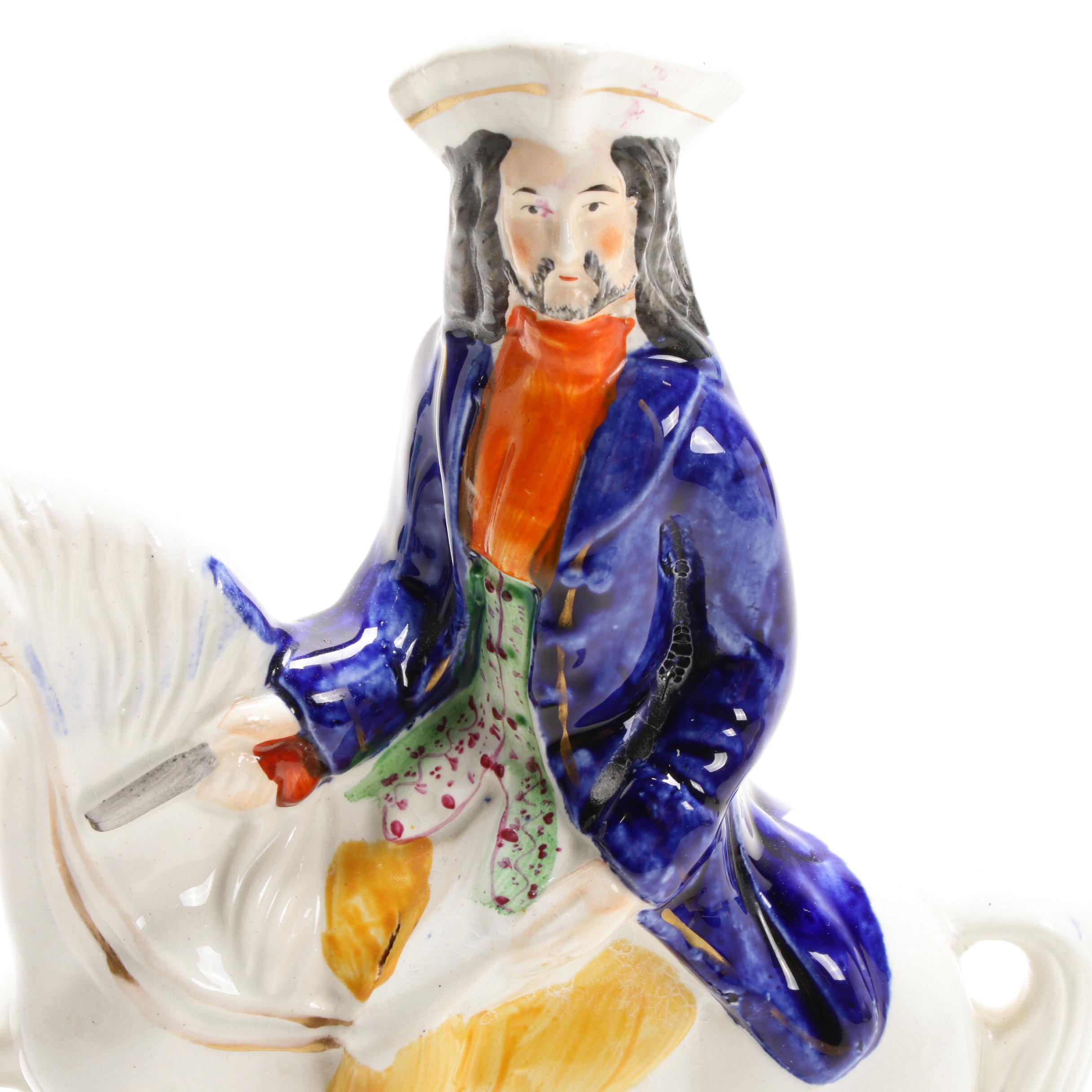 Staffordshire Porcelain Dick Turpin and Tom King Figurines, Mid 19th Century