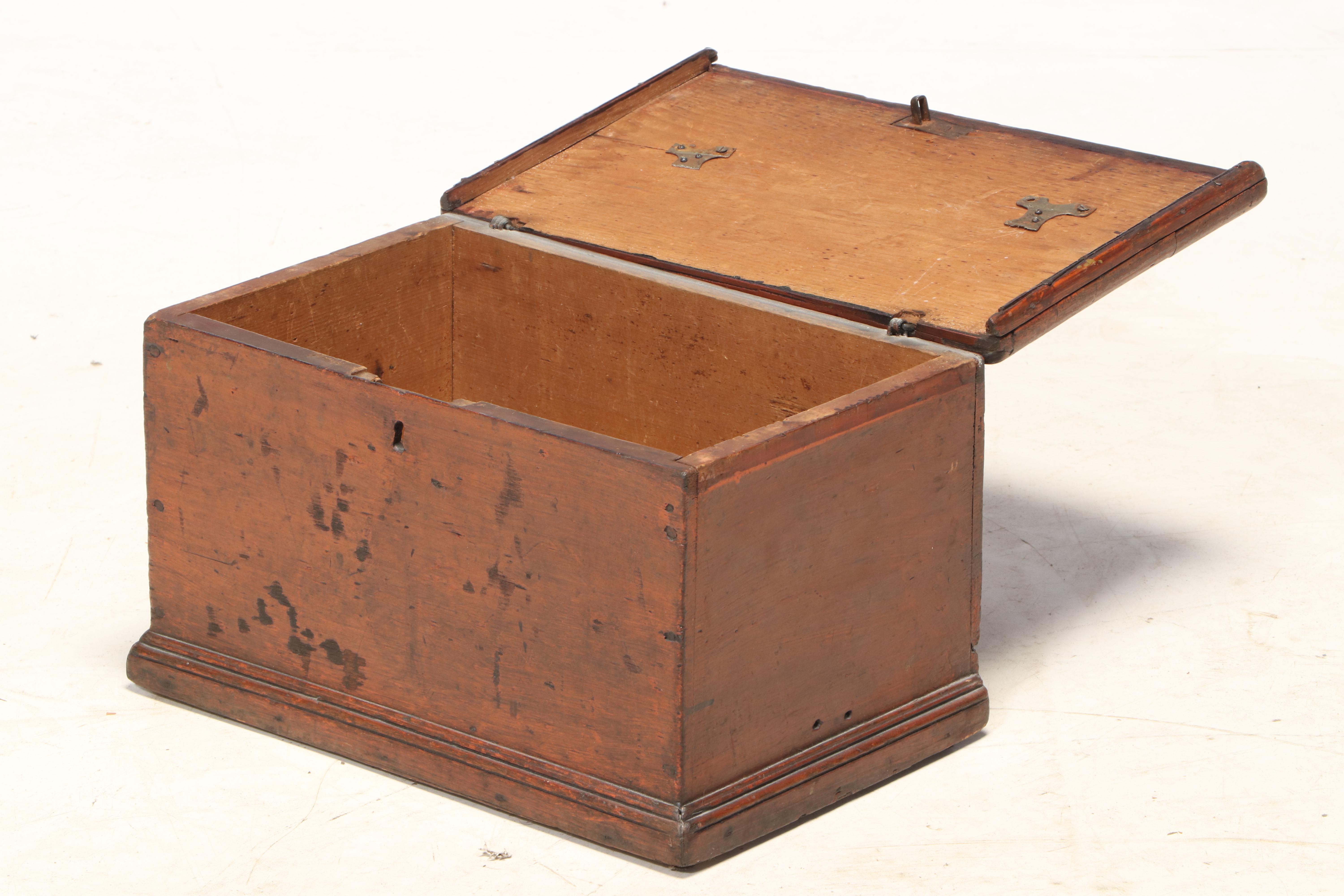 American Primitive Red-Painted Pine Document Box, 19th Century