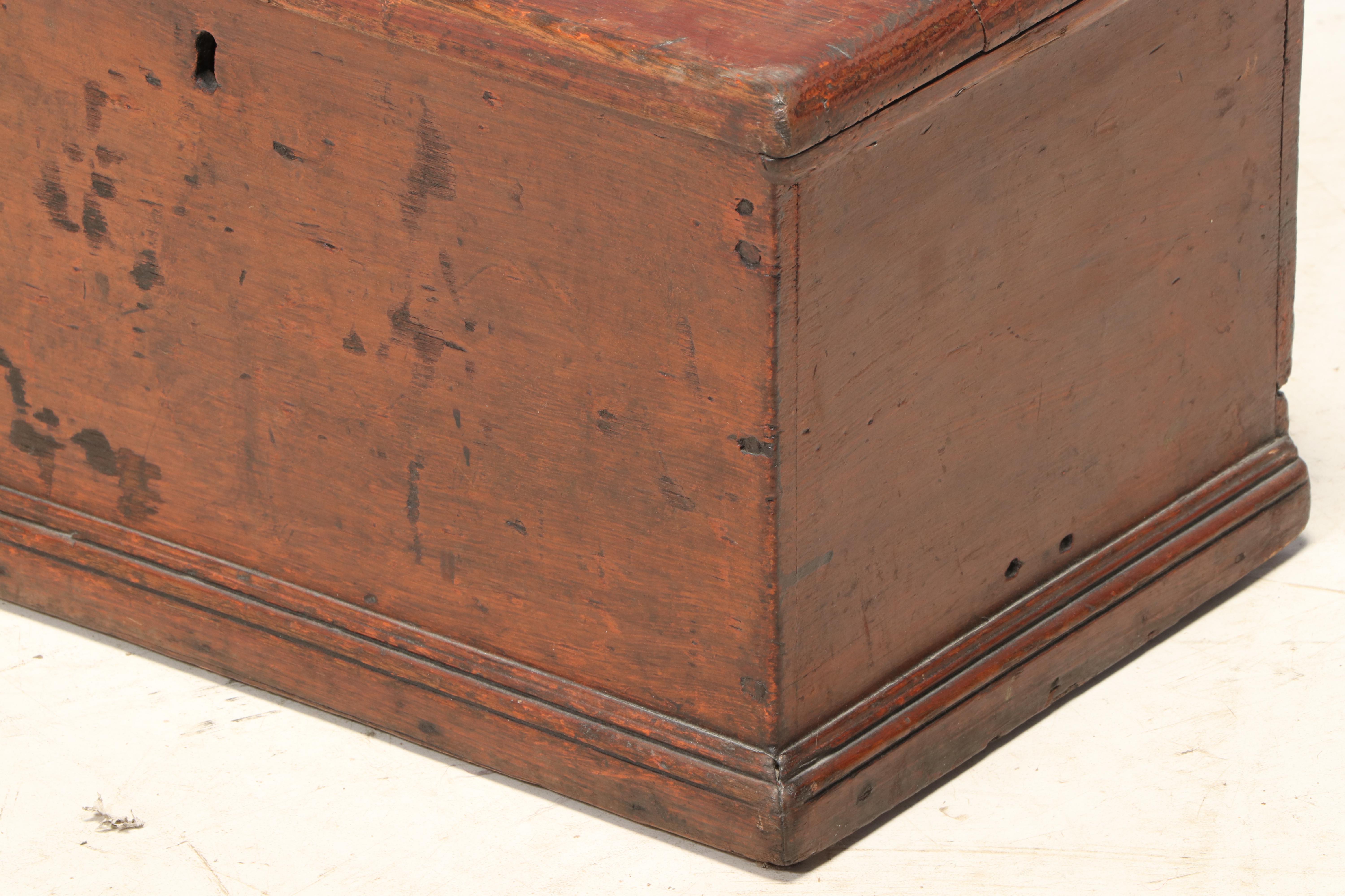 American Primitive Red-Painted Pine Document Box, 19th Century