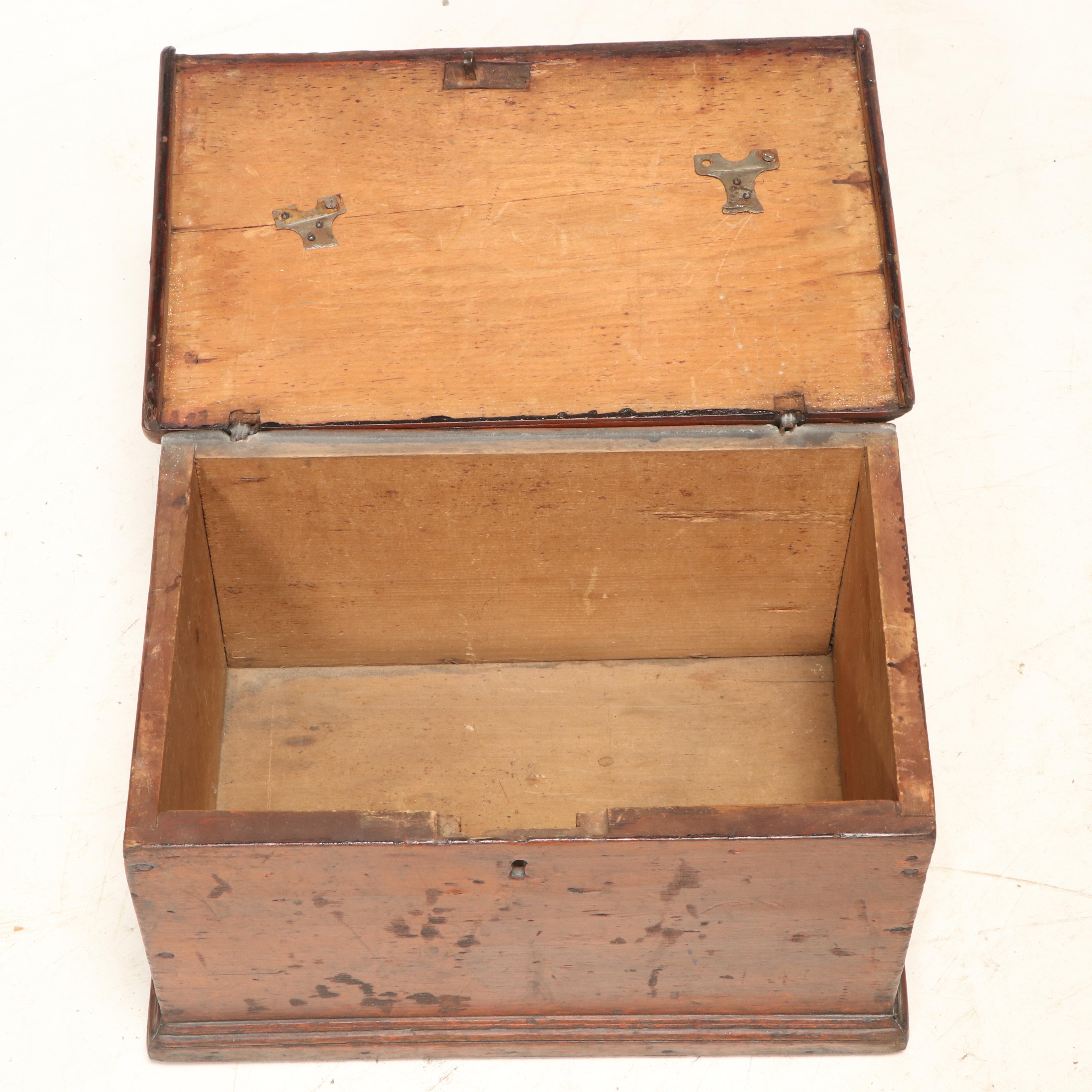 American Primitive Red-Painted Pine Document Box, 19th Century