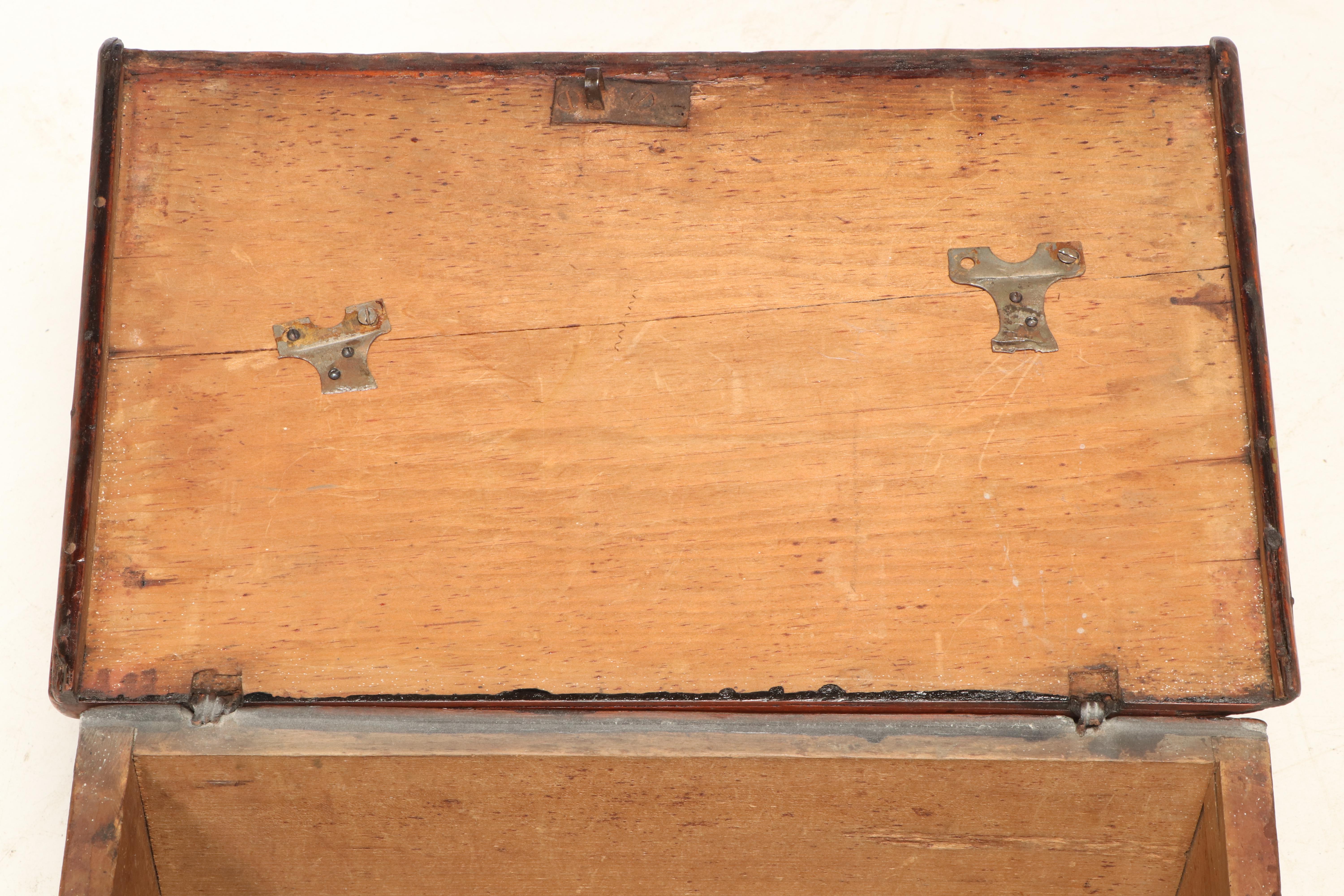 American Primitive Red-Painted Pine Document Box, 19th Century