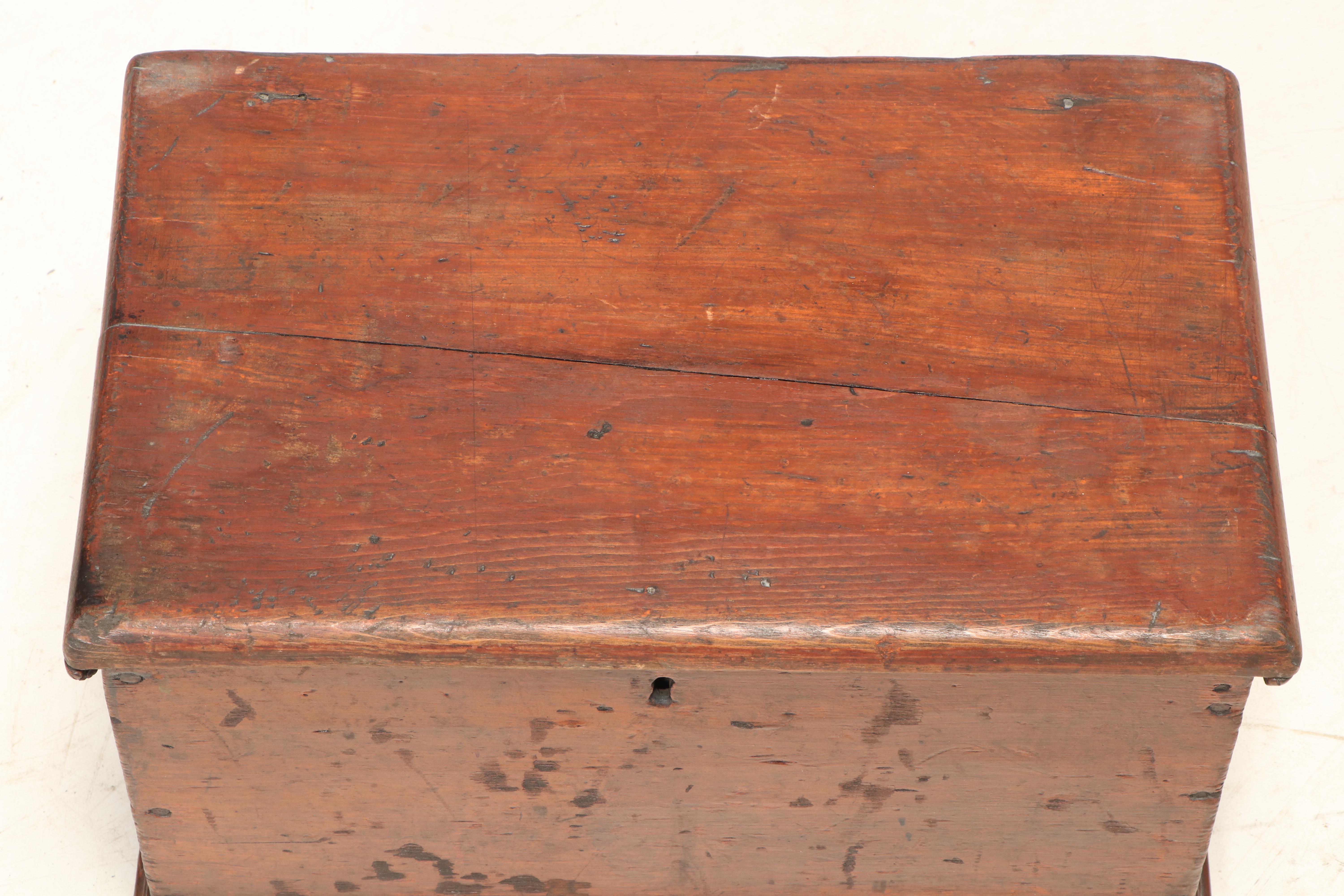 American Primitive Red-Painted Pine Document Box, 19th Century