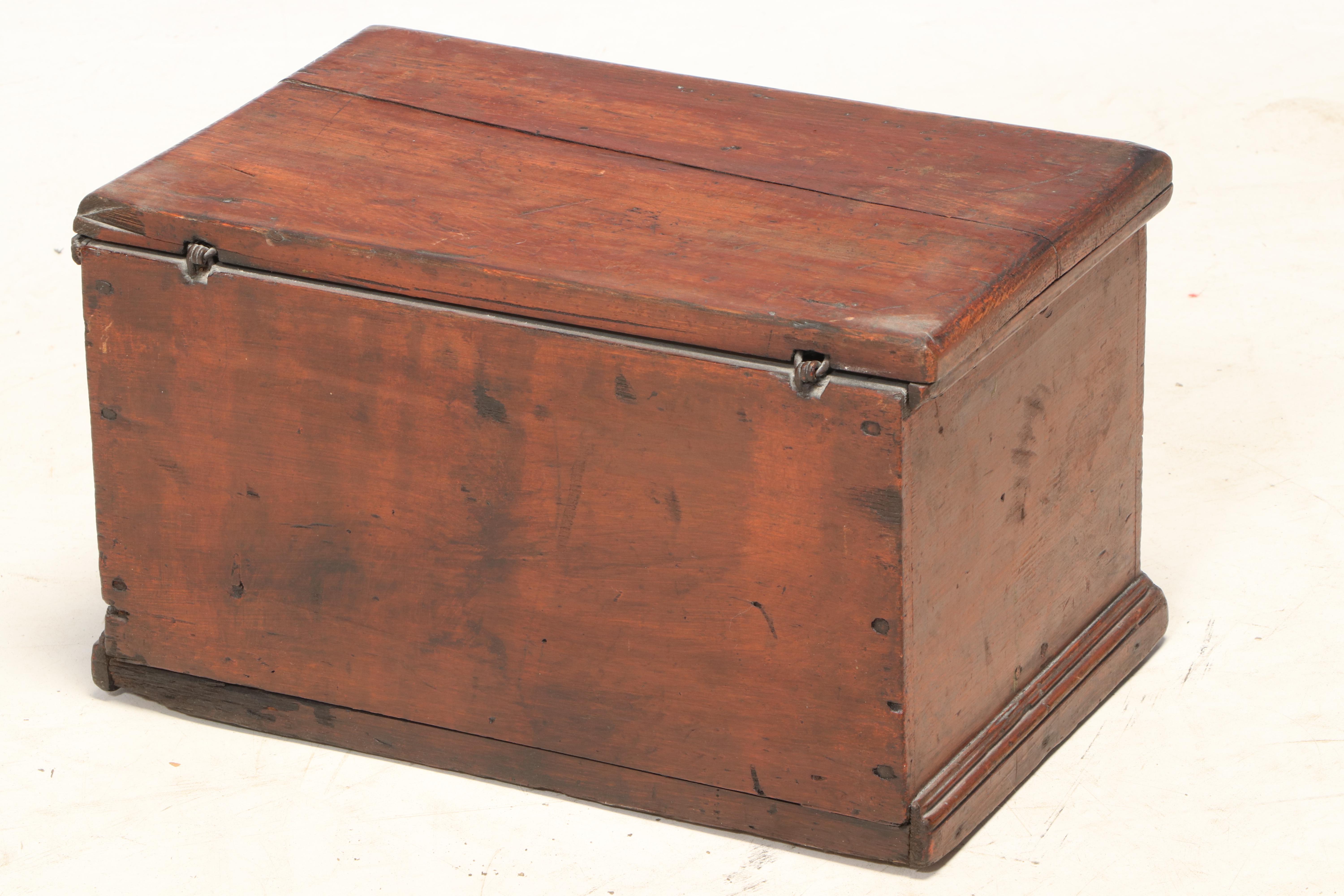 American Primitive Red-Painted Pine Document Box, 19th Century