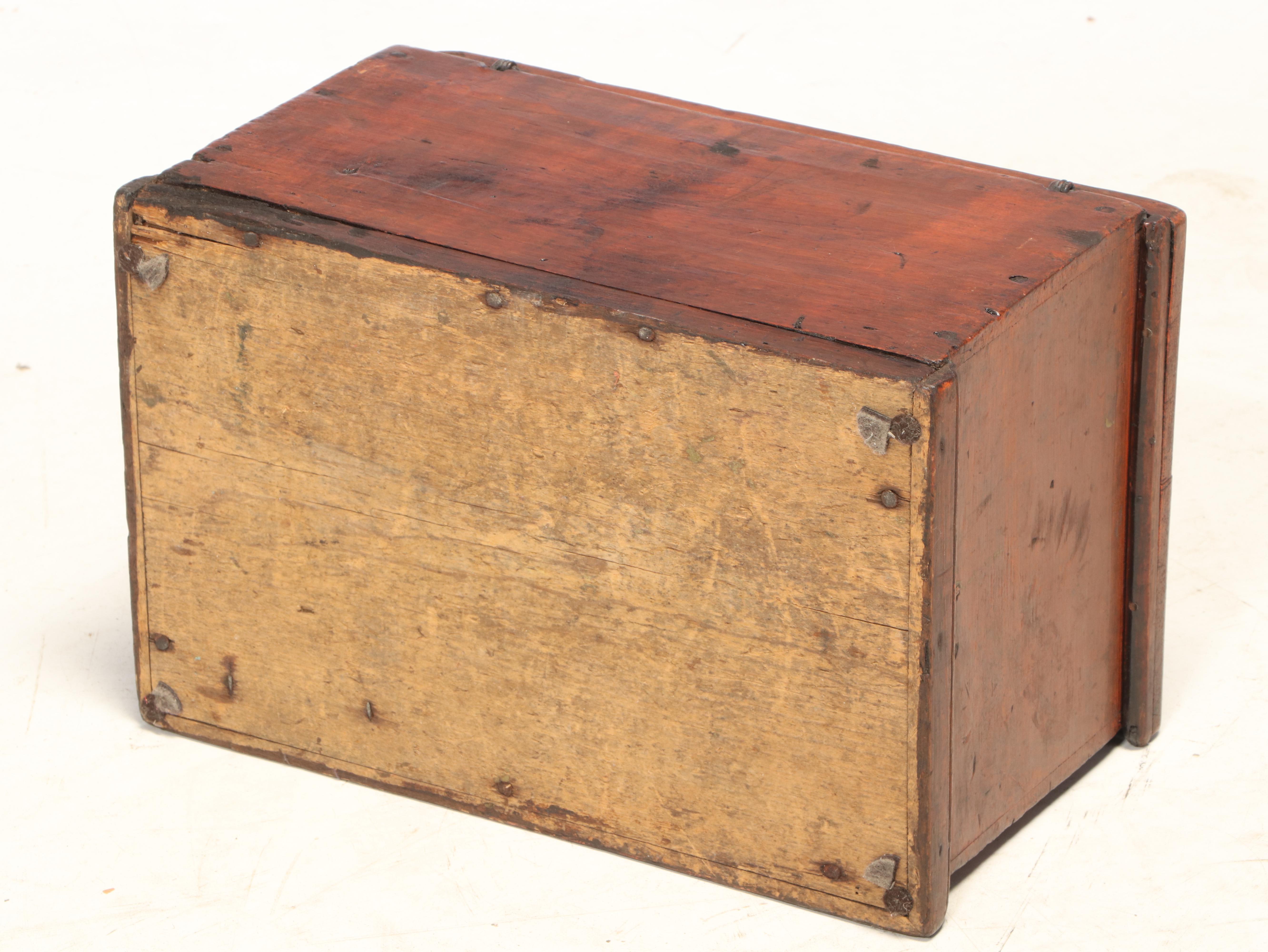 American Primitive Red-Painted Pine Document Box, 19th Century