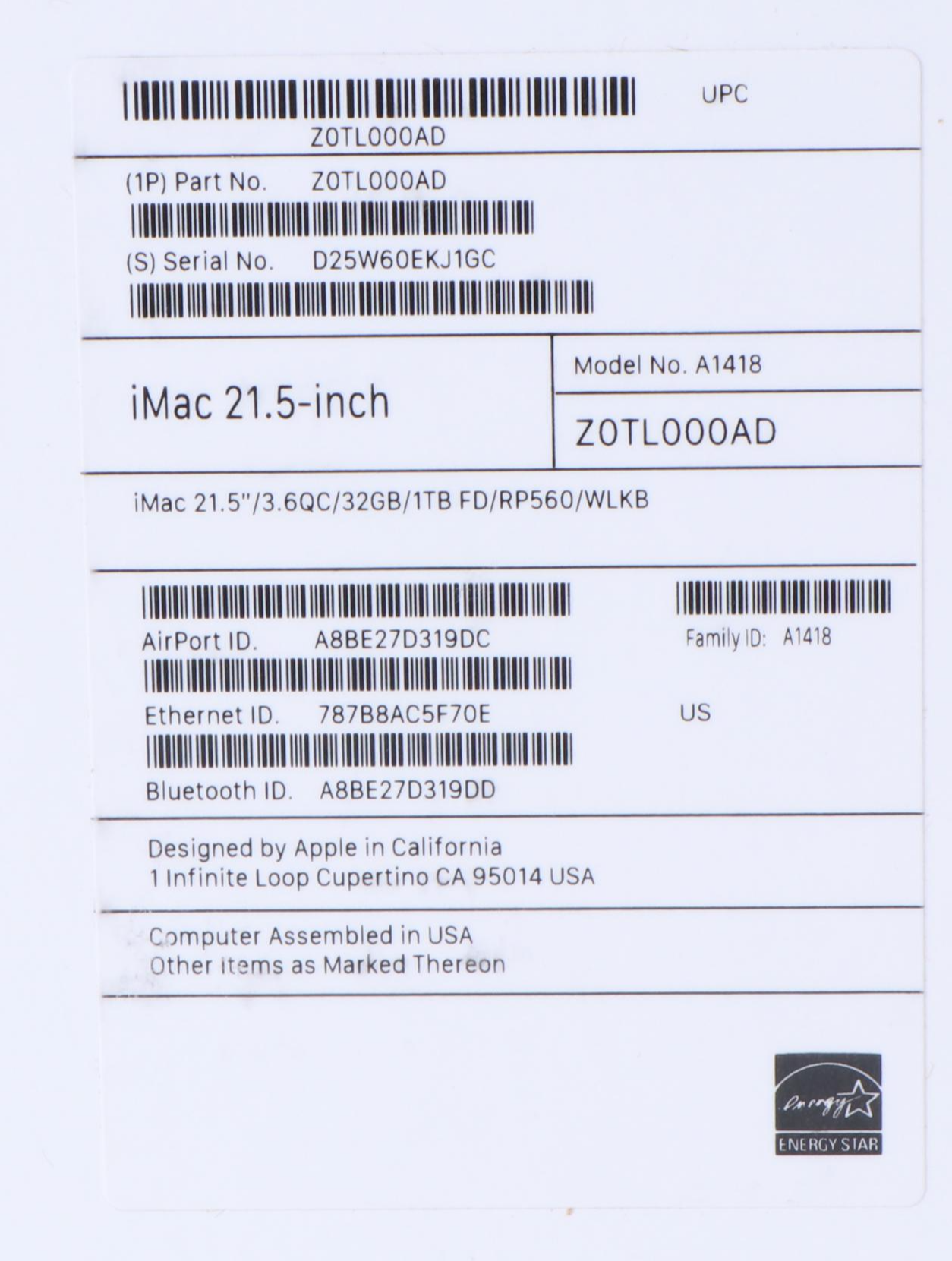 21.5" Apple iMac Desktop Computer with Mouse, Keyboard, and LG DVD Writer