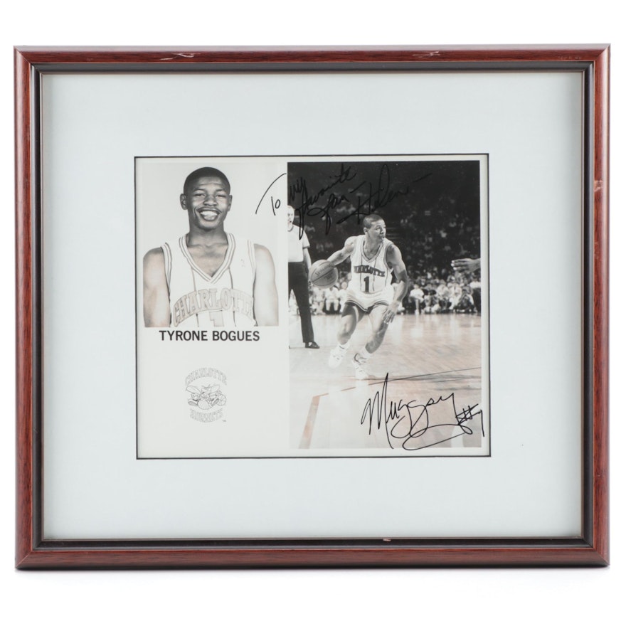 Tyrone "Muggsy" Bogues Signed Charlotte Hornets Framed Photo Print