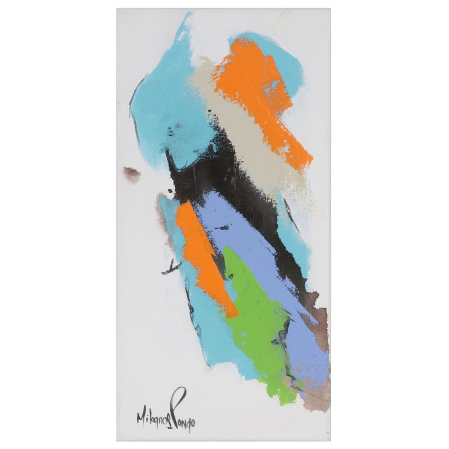 Milagros Pongo Abstract Mixed Media Painting, 21st Century