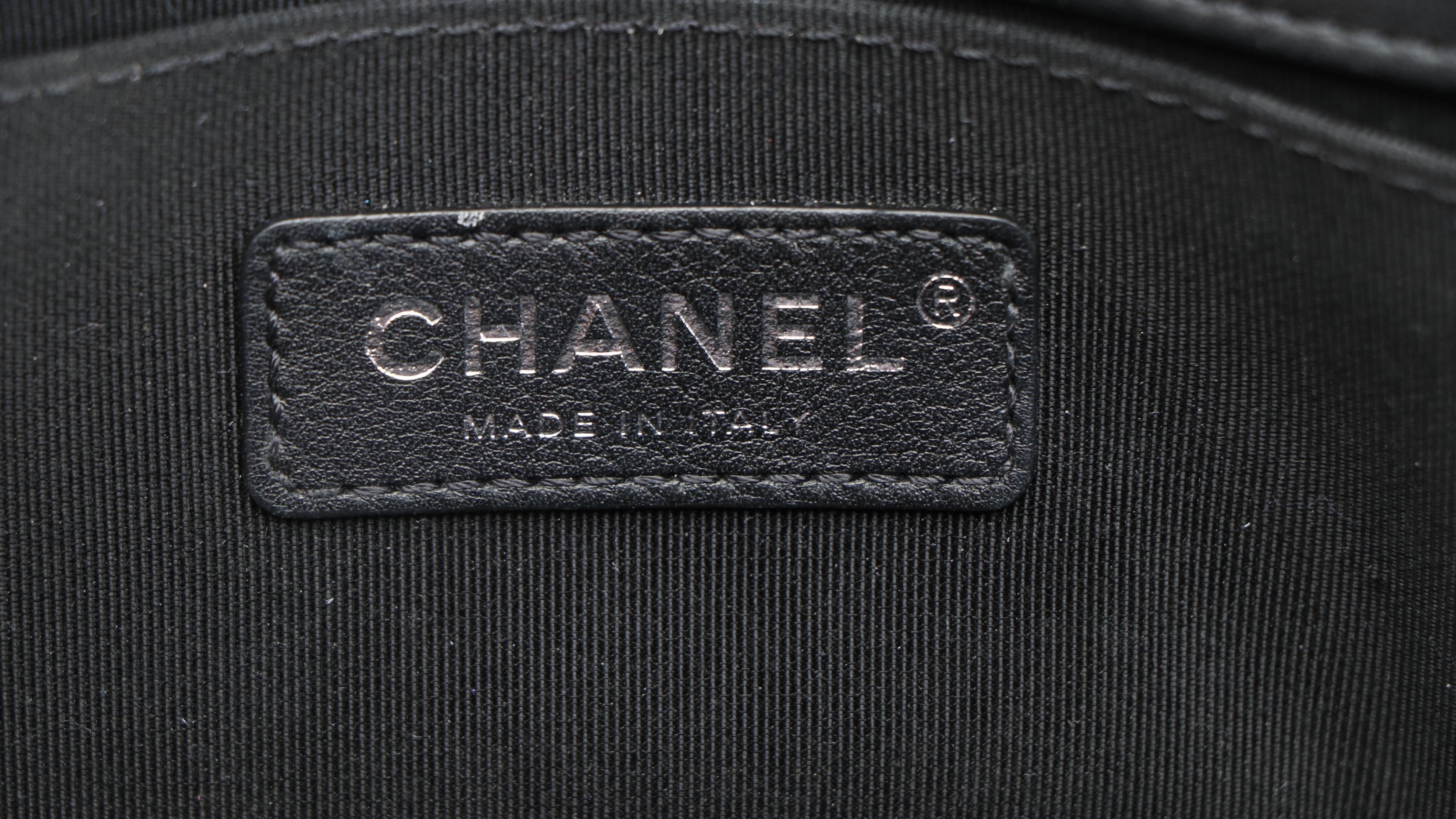 Chanel Small Boy Bag in Navy Tweed and Pearl Embellished Calfskin