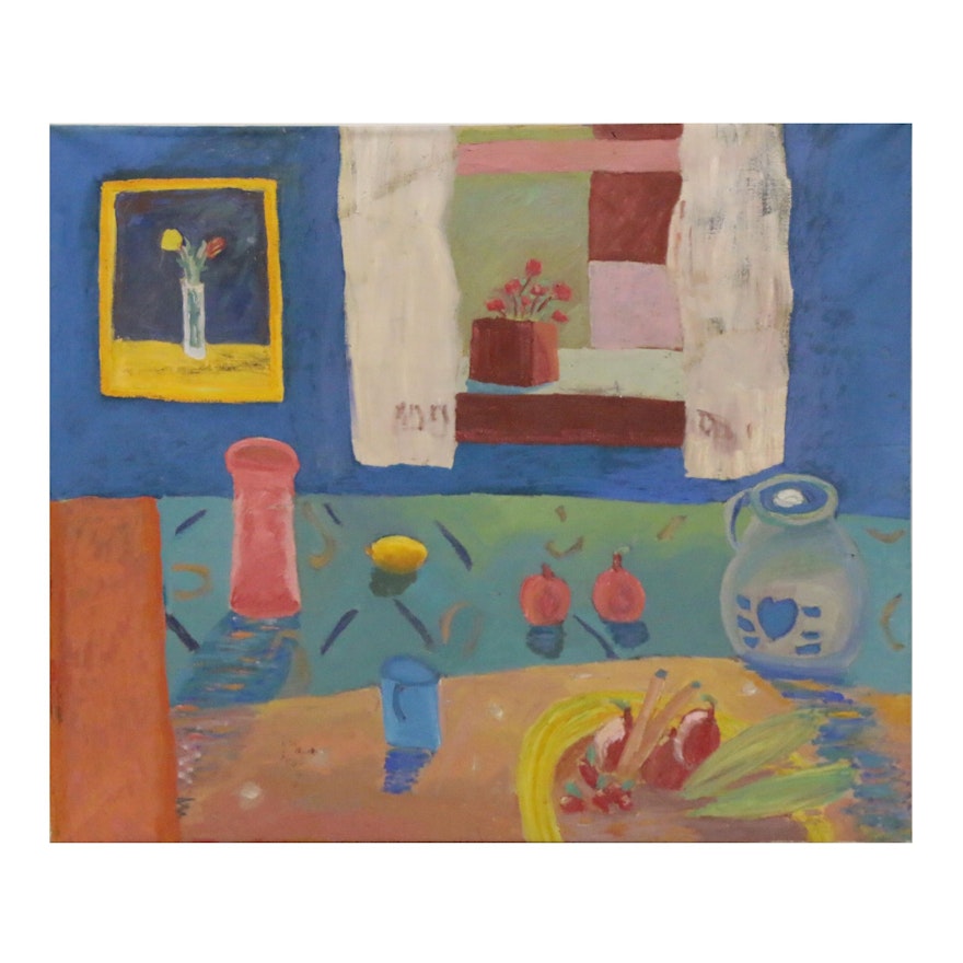 Jerald Mironov Oil Painting of Kitchen Still Life, Late 20th Century