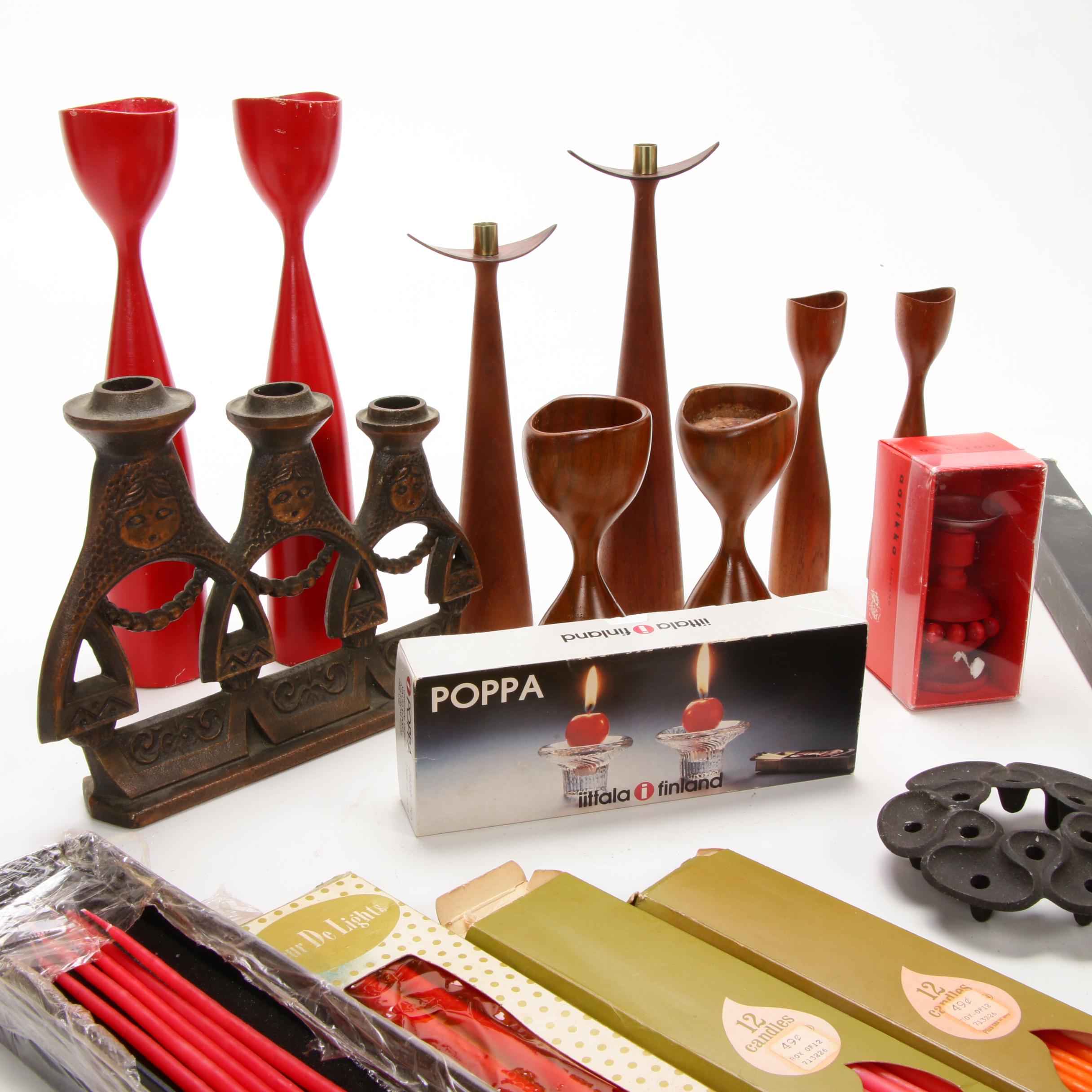 Danish Modern Candles and Candle Holders Including Dansk