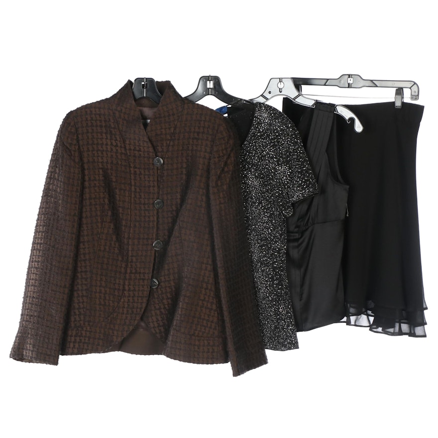 Armani Collezioni Wool Blazer and Embellished Blouse with St. John Evening Wear